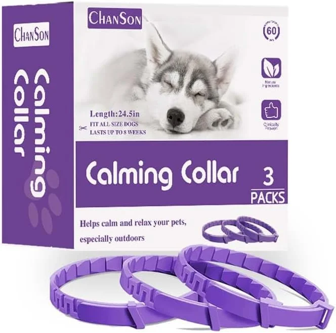 گردنبند آرام‌بخش سگ، بسته 3 عددی، گردنبند آرام‌بخش سگ با فرمون، گردنبند آرام‌بخش برای رفع استرس و اضطراب سگ، ماندگاری طولانی 60 روزه برای کاهش استرس و اضطراب سگ