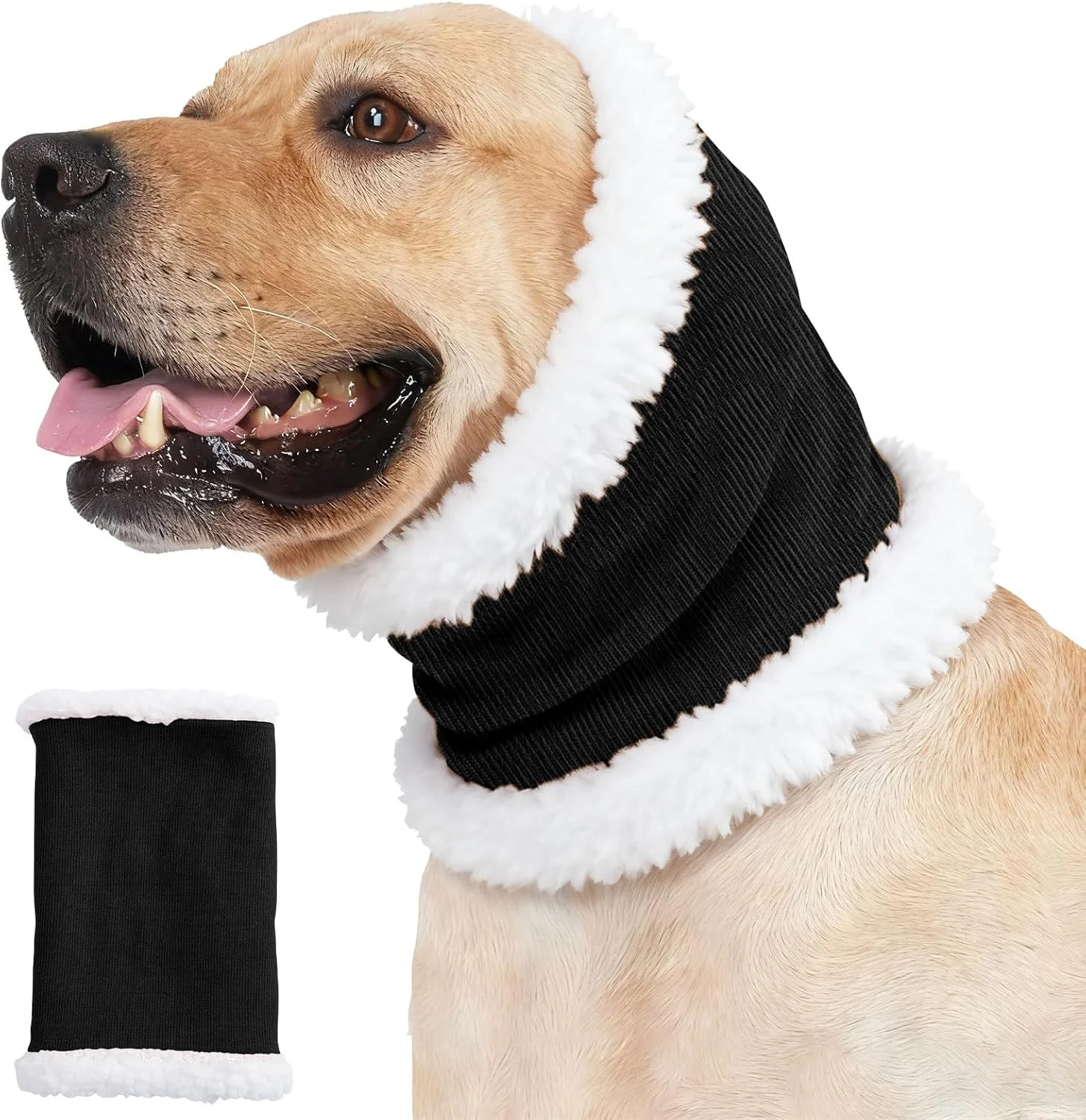 اسنود سگ، محافظ گوش سگ قابل تنظیم با آستر حرارتی، محافظت از صدا، راحت و آرام، هودی خوشحال برای تسکین اضطراب سگ ها، آرایش سگ (مشکی، L)