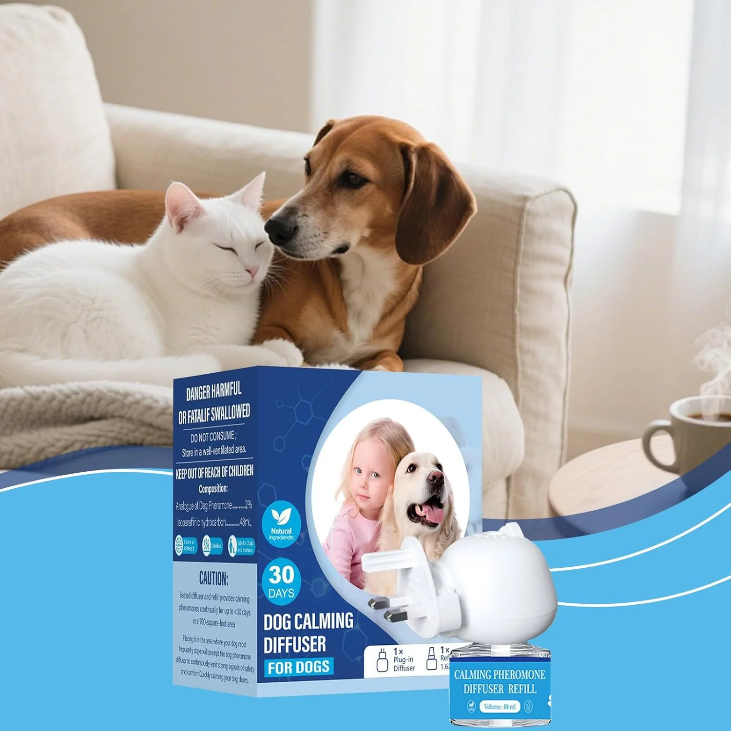 پخش کننده آرام‌بخش فرمون سگ - پخش کننده فرمون برای سگ‌ها، کاهش استرس، لوازم حیوانات خانگی برای توله‌ها، رفتار روزانه، مسافرت، نظافت و پوست‌ریزی