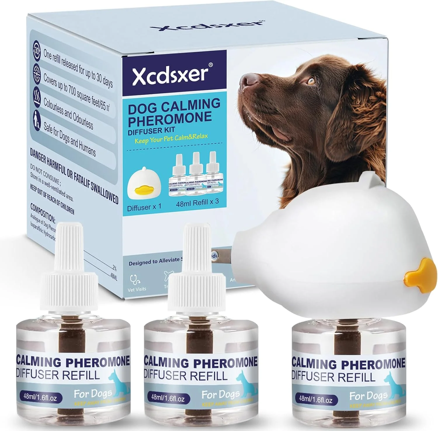 پخش کننده فرمون آرام بخش سگ - کاهش اضطراب، کاهش پارس کردن، حملات و مبارزه با استرس، 3 عدد