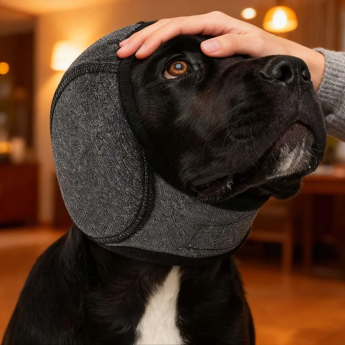 هودی آرام‌بخش سگ و ضد لرزش - گوش‌های آرام برای سگ‌ها، پوشش گوشی برای کاهش صدا، محافظ الاستیک ضد آب برای آرایش، خشک کردن با فشار، حمام (خاکستری، بزرگ)