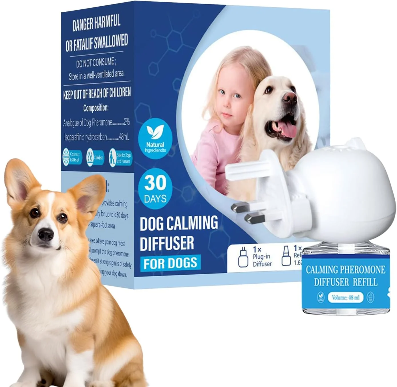 پخش کننده آرامش بخش سگ - پخش کننده فرمون سگ، لوازم حیوانات خانگی برای درمان آرامش بخش، مسافرت روزانه، ادرار کردن، آرایش گربه پسند