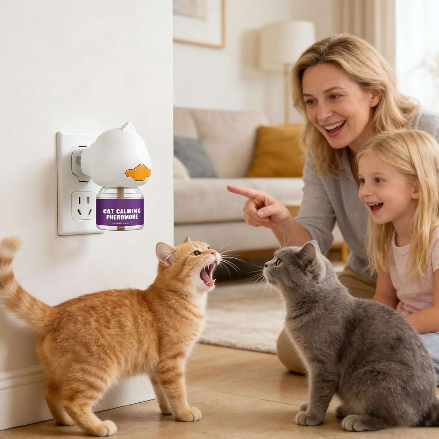 پخش کننده آرامش بخش گربه | 45 میلی لیتر آرام کننده طولانی مدت بچه گربه، پخش کننده آرام گربه ای قابل اتصال | برای کاهش اسپری ادرار، خراشیدن، جنگیدن، علامت گذاری ادرار