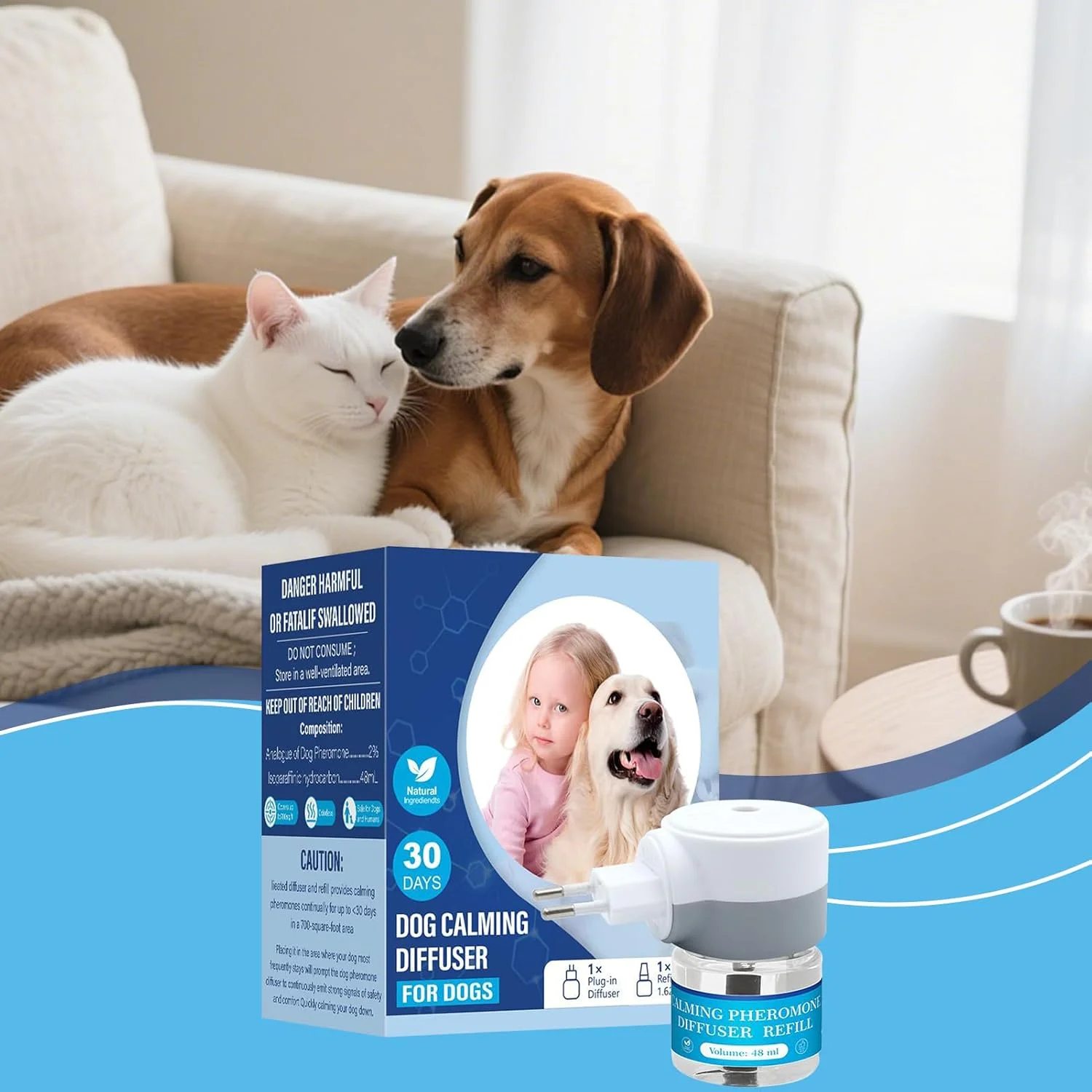 پخش کننده آرامش بخش سگ | فرمون تسکین دهنده سگ، لوازم حیوانات خانگی برای آرامش، مناسب برای استفاده روزانه، مسافرت، نظافت، سازگار با گربه