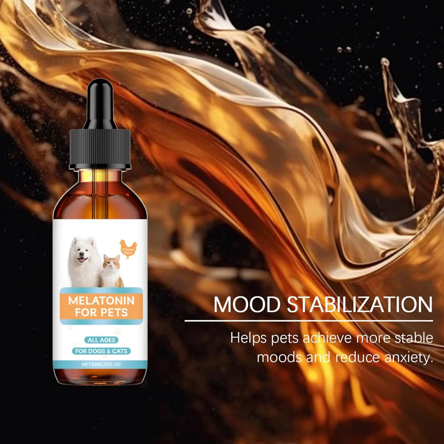 مکمل آرام‌بخش سگ - قطره آرام‌بخش مسافرتی سگ 60 میلی‌لیتری | مکمل تسکین‌دهنده حیوانات خانگی برای مراقبت از بچه گربه، سلامت، مسافرت روزانه، نظافت داخلی، خواب، پرخاشگری، حمام