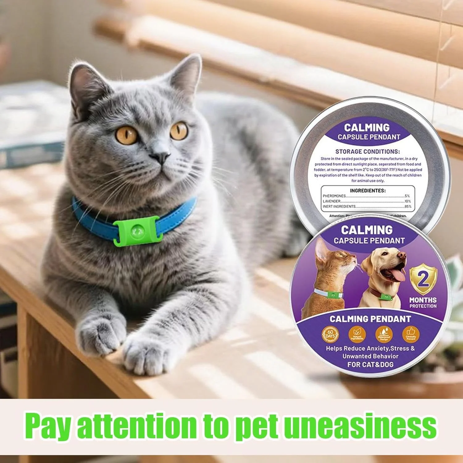 قلاده آرام‌بخش سیلیکونی | کمک به کاهش رفتارهای نامطلوب - آرام‌بخش پخش‌کننده انعطاف‌پذیر برای استرس سفر حیوانات خانگی در خانه، جدایی و آرامش در فضای باز