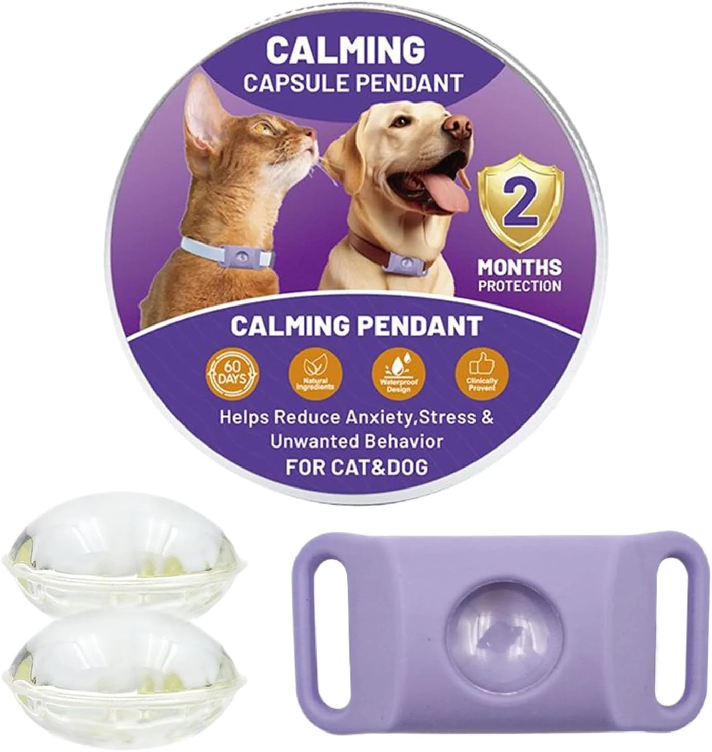 قلاده آرام‌بخش سیلیکونی، قلاده پشتیبانی رفتاری - پخش‌کننده انعطاف‌پذیر برای آرامش، کاهش استرس سفر و محیط بیرون حیوانات خانگی