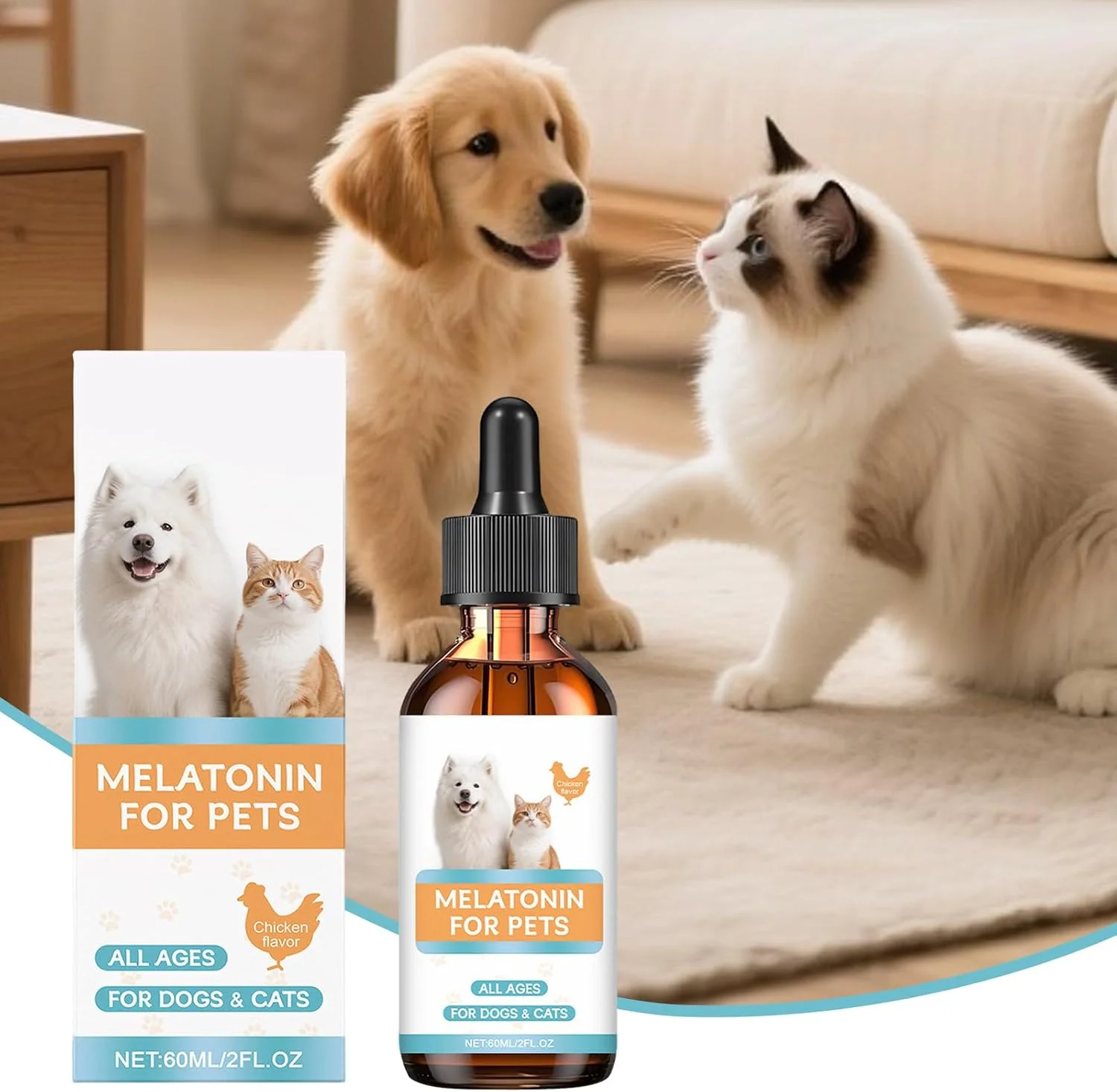 محلول آرام‌بخش گربه، 60 میلی‌لیتر، قطره آرام‌بخش سگ برای مسافرت و خواب - مکمل تسکین‌دهنده حیوانات خانگی برای مراقبت از بچه گربه، سلامت، مسافرت روزانه، نظافت داخلی، خواب و پرخاشگری، حمام