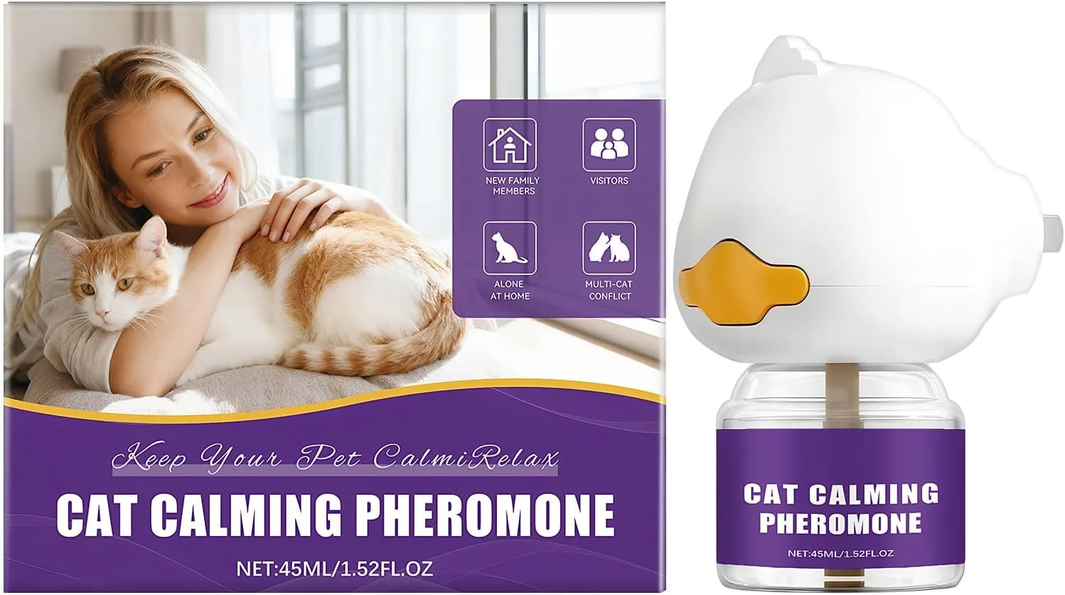 پخش کننده آرامش بخش گربه - 45 میلی لیتر، پخش کننده آرامش بخش گربه، کمک به کاهش علامت گذاری ادرار، پنجه زدن و دعوا