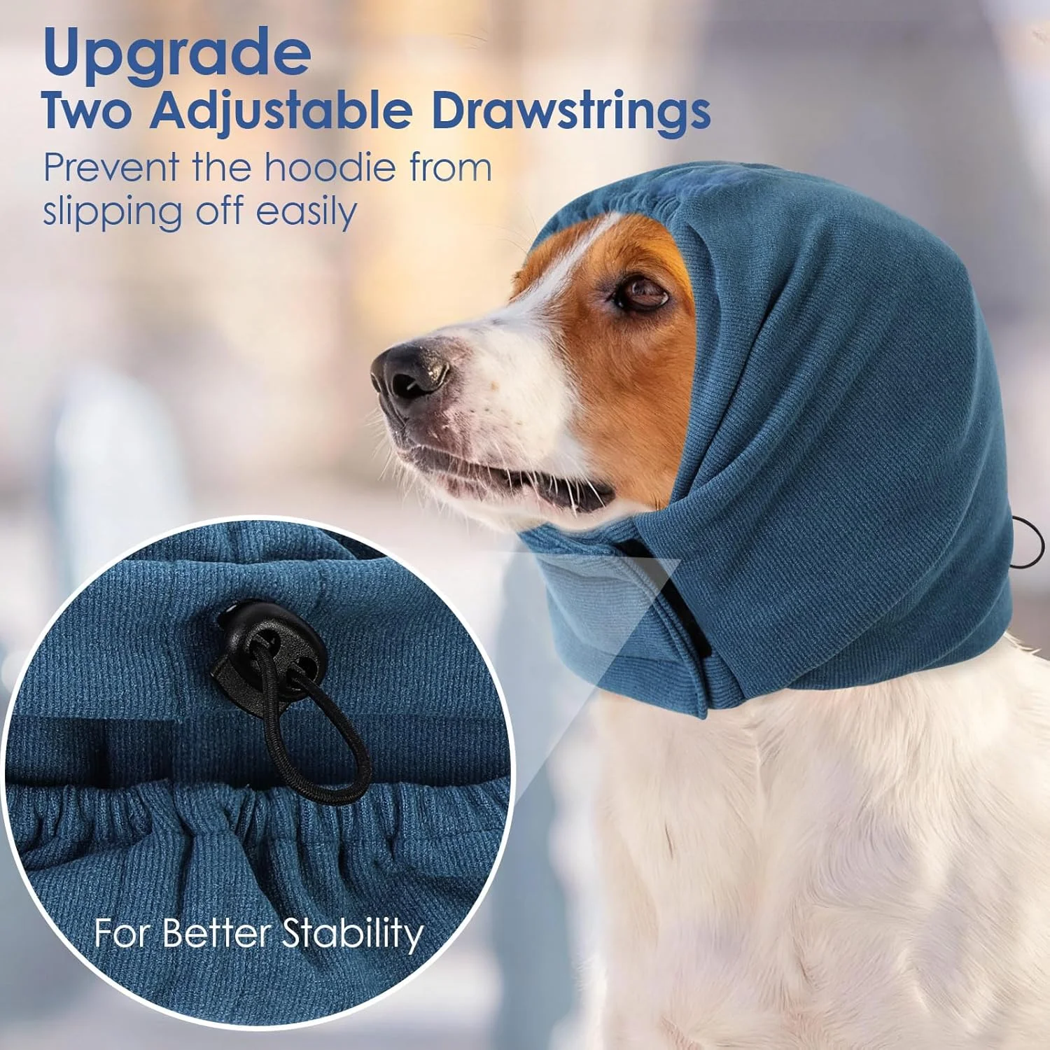 کلاه آرامش بخش سگ AOFITEE - پوشش ضد لغزش گوش سگ برای اضطراب ناشی از صدا، پوشش گوش بدون تکان برای هماتوم سگ، هدبند قابل تنظیم سگ برای آرایش، آتش بازی، رعد و برق، آبی S