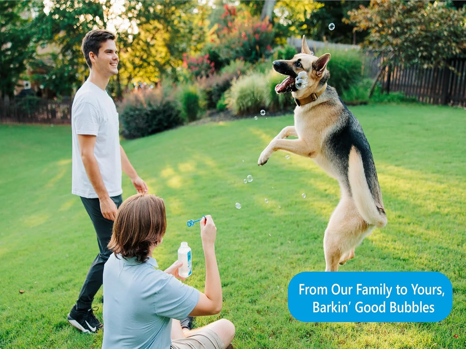 مایع حباب ساز سگ Barkin’ Good، 280 میلی لیتر، محلول حباب ساز طبیعی گیاهی با رایحه مرغ، مناسب برای بازی در فضای داخلی و خارجی، آبی
