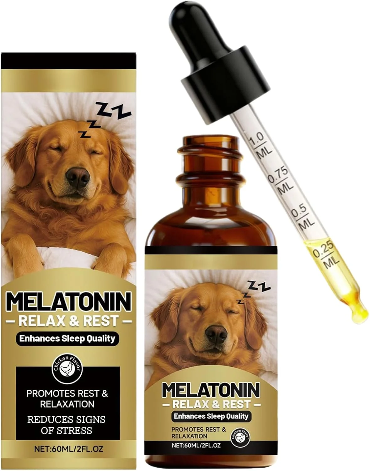 قطره آرامبخش سگ، 60 میلی لیتر روغن طبیعی خواب - قطره آرامبخش توله سگ، برای رعد و برق، مسافرت، جدایی، نظافت، آموزش و آرامش روزانه