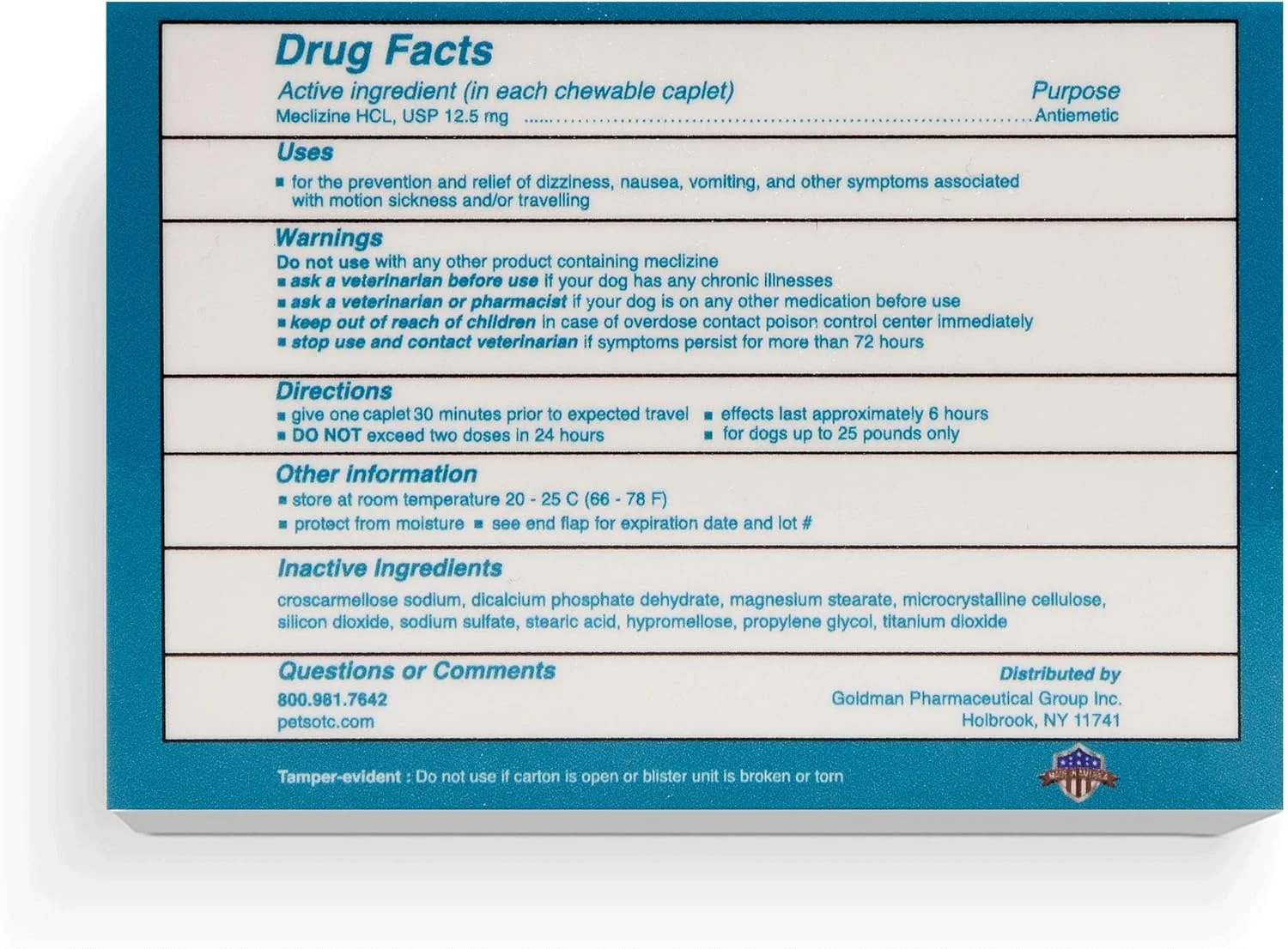 تسکین دهنده حالت تهوع و بیماری حرکت برای سگ های نژاد کوچک، تسکین دهنده سرگیجه و عدم تعادل، 10 قرص