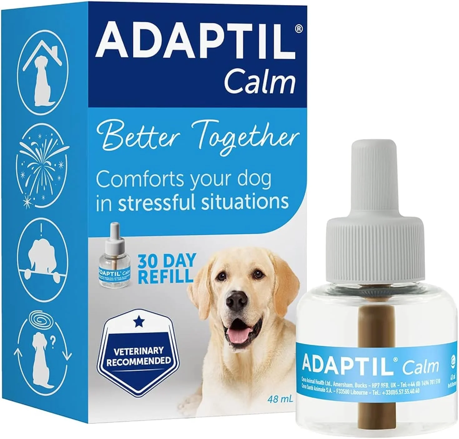 محلول آرام‌بخش سگ ADAPTIL Calm برای ۳۰ روز، کمک به سگ در مقابله با مشکلات رفتاری و چالش‌های زندگی - ۴۸ میلی‌لیتر (بسته ۱ عددی)
