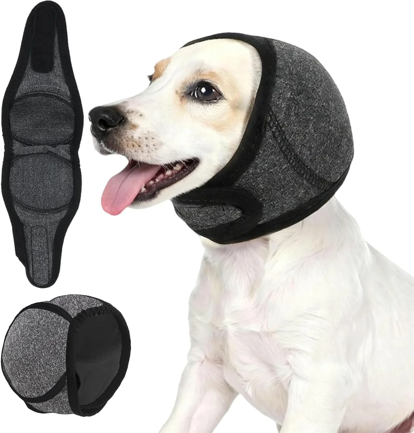 هودی آرامش بخش سگ با پوشش گوش قابل تنظیم، محافظ های کاهش دهنده صدا برای رفع اضطراب، محافظت در برابر رعد و برق، آتش بازی، آرایش، شنا و هماتوم گوش (M)