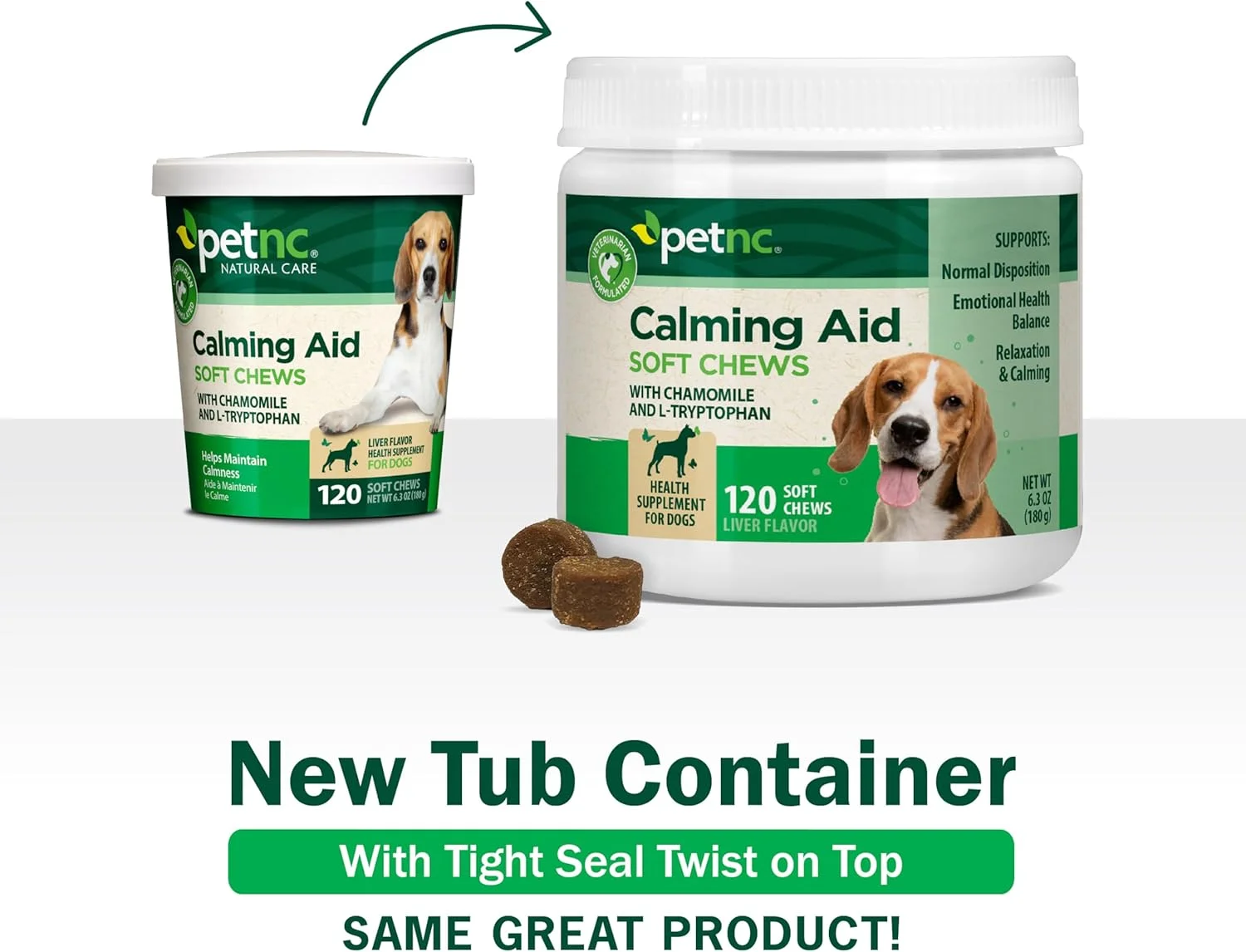 قرص های جویدنی نرم کمک آرامش بخش مراقبت طبیعی PetNC برای سگ ها، 120 عدد