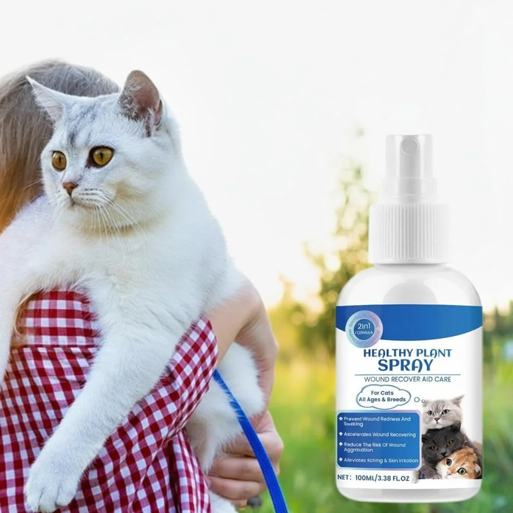 اسپری التیام زخم حیوانات خانگی آزونی، 100 میلی لیتر اسپری مراقبت از پوست ضد خارش گربه، التیام دهنده طبیعی زخم گربه، تسکین نقاط داغ، مایع ترمیم پوست خشک برای پوست خشک و خارش دار تحریک شده گربه ها