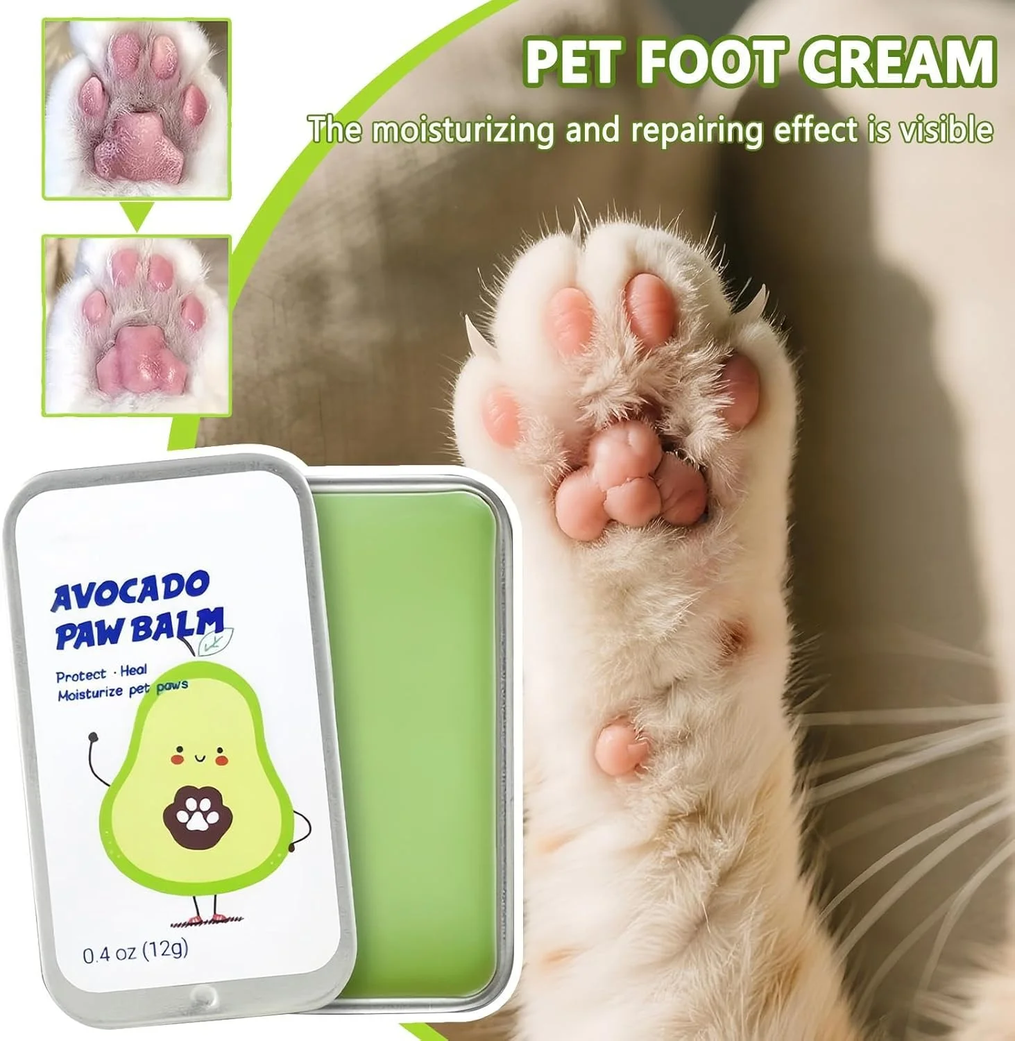 بالم پد پنجه سگ | تسکین دهنده پنجه پا برای سگ ها | تسکین دهنده کره مراقبت از پا برای ترمیم و تغذیه پوست خشک و ترک خورده توله سگ، بچه گربه، حیوان خانگی، مناسب برای زمستان، فضای باز، خانه و مسافرت بالم پد پنجه سگ | تسکین دهنده پنجه پا برای سگ ها | تسکین دهنده کره مراقبت از پا برای ترمیم و تغذیه پوست خشک و ترک خورده توله سگ، بچه گربه، حیوان خانگی، مناسب برای زمستان، فضای باز، خانه و مسافرت