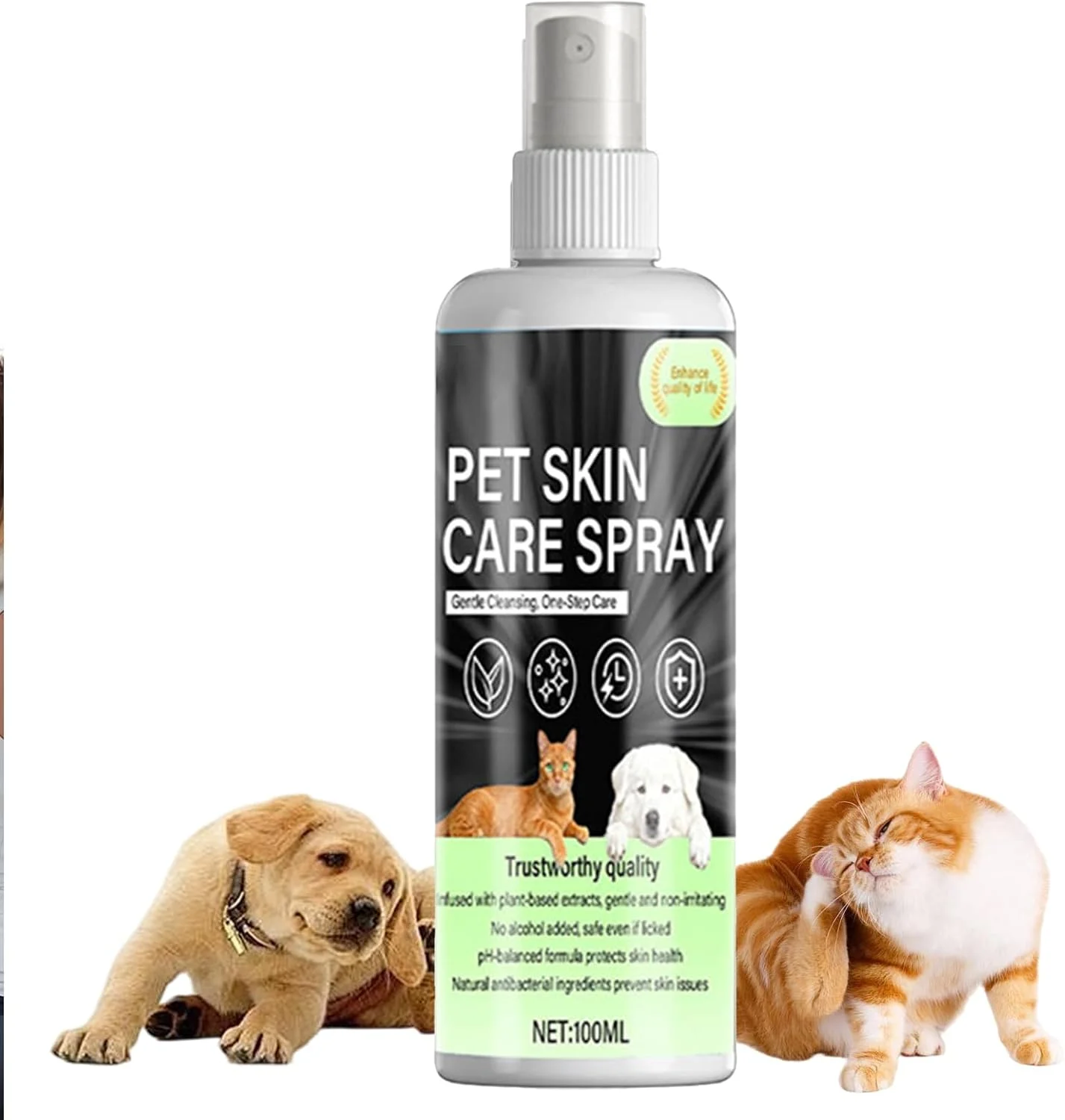 اسپری مراقبت از پوست سگ، تنفس پذیر، جذب سریع و غیر چسبنده - اسپری ملایم مراقبت از پوست حیوانات خانگی، برای حیوانات نژاد کوچک تا بزرگ، مو بلند و مو کوتاه، مناسب برای خانه و پناهگاه