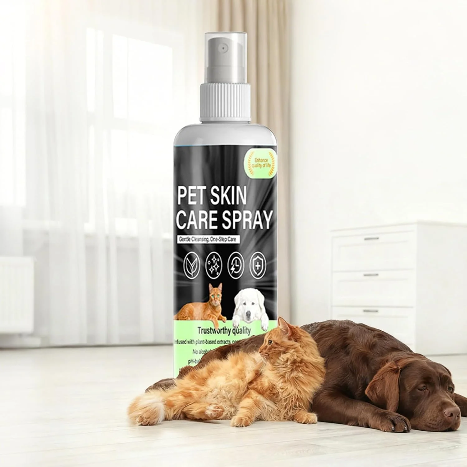 اسپری مراقبت از پوست سگ | تسکین دهنده سریع الجذب برای تمام فصول، اسپری ملایم مراقبت از پوست حیوانات خانگی - برای حیوانات نژاد کوچک تا بزرگ، مو بلند و مو کوتاه، خانه و پناهگاه