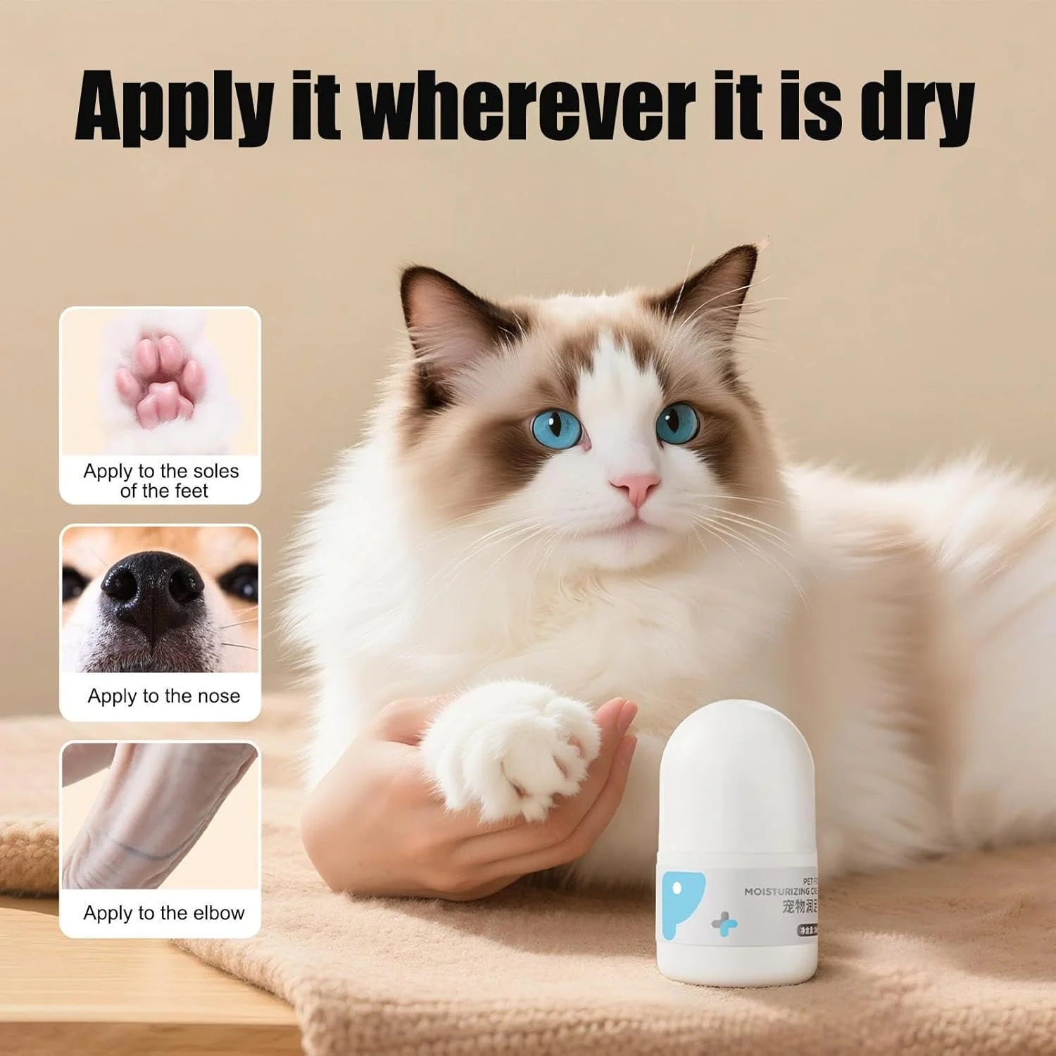 بالم پنجه سگ | مرطوب کننده پنجه برای سگ ها و گربه ها، کرم محافظ طبیعی برای مراقبت از پوست خشک و ترک خورده پا و بینی توله سگ و بچه گربه مناسب برای مسافرت در زمستان، کمپینگ و خانه