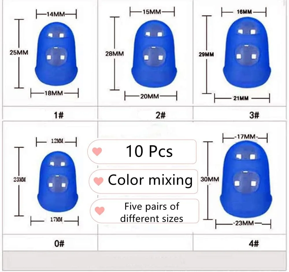 ۱۰ عدد محافظ انگشت سیلیکونی گیتار، روکش های محافظ نوک انگشت برای سازهای زهی، خیاطی و گلدوزی (رنگ تصادفی)
