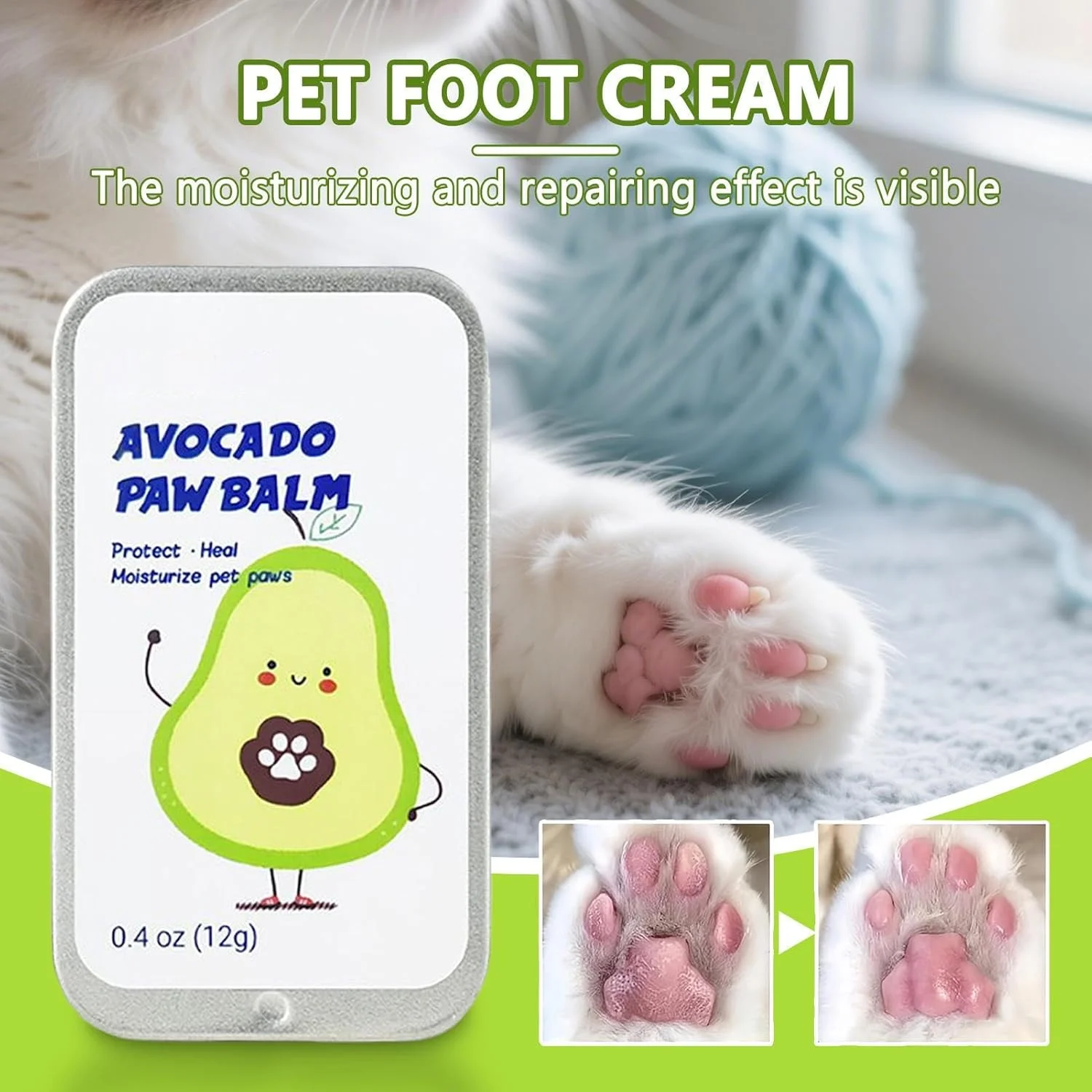 مرهم پنجه سگ - مرهم تسکین دهنده پنجه پا برای سگ ها، کرم مراقبت از پوست کره ای طبیعی برای ترمیم خشکی و ترک خوردگی پا، تغذیه و محافظت از توله سگ، گربه و بچه گربه در فضای باز، زمستان و خانه
