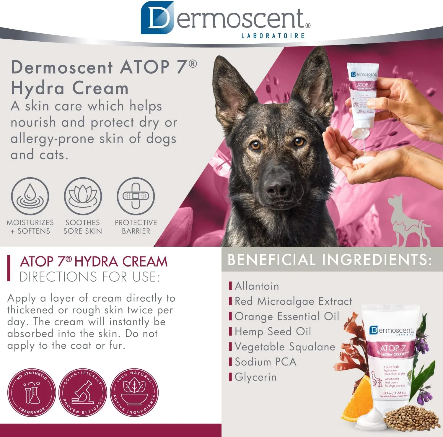 کرم آتوپ ۷ هیدرا درموسنت برای سگ و گربه ۵۰ میلی لیتر