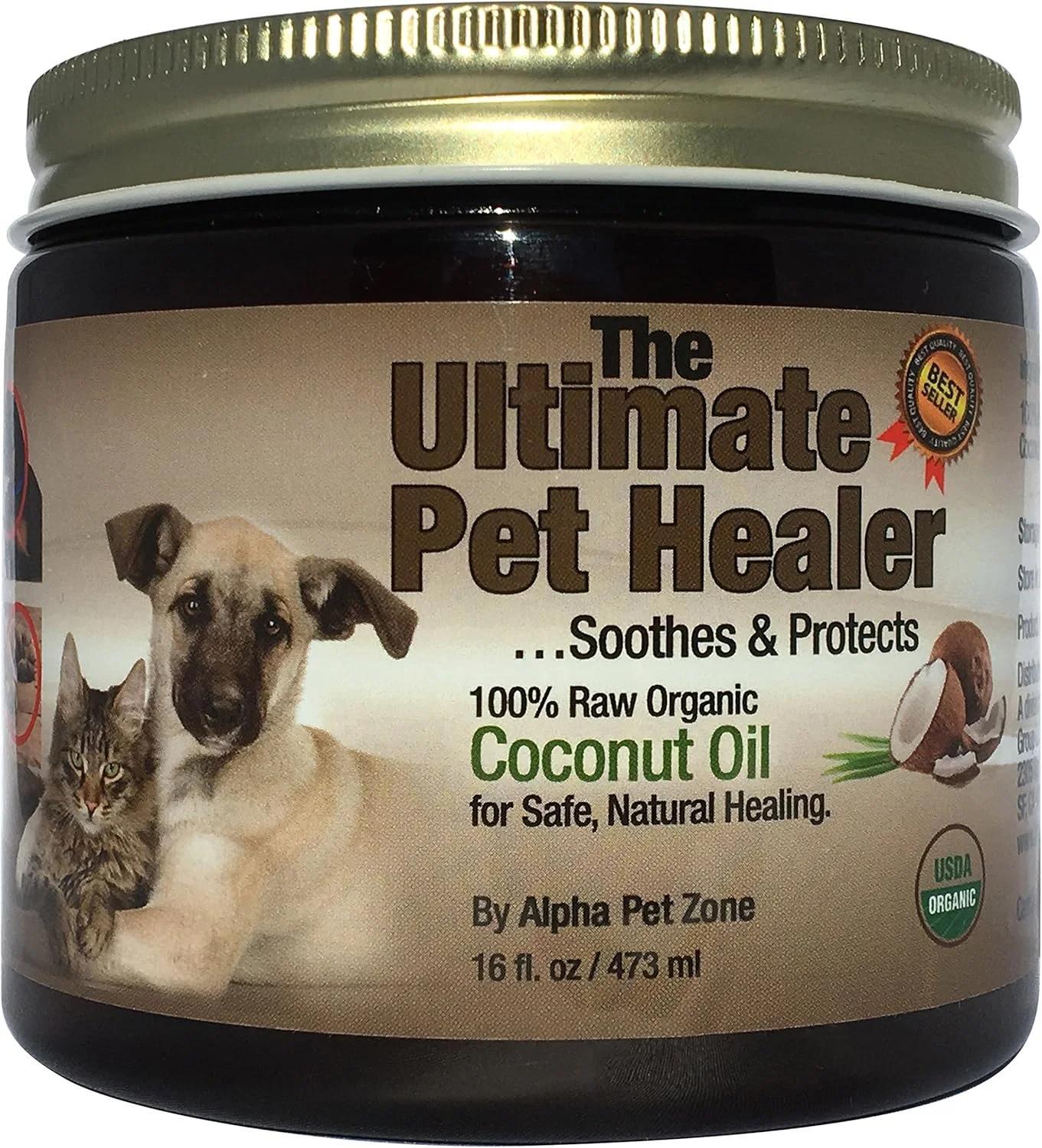 روغن نارگیل برای سگ ها (470 میلی لیتر) - آلفا پت زون، درمان پوست خارش دار، آرنج های خشک، پنجه ها و بینی