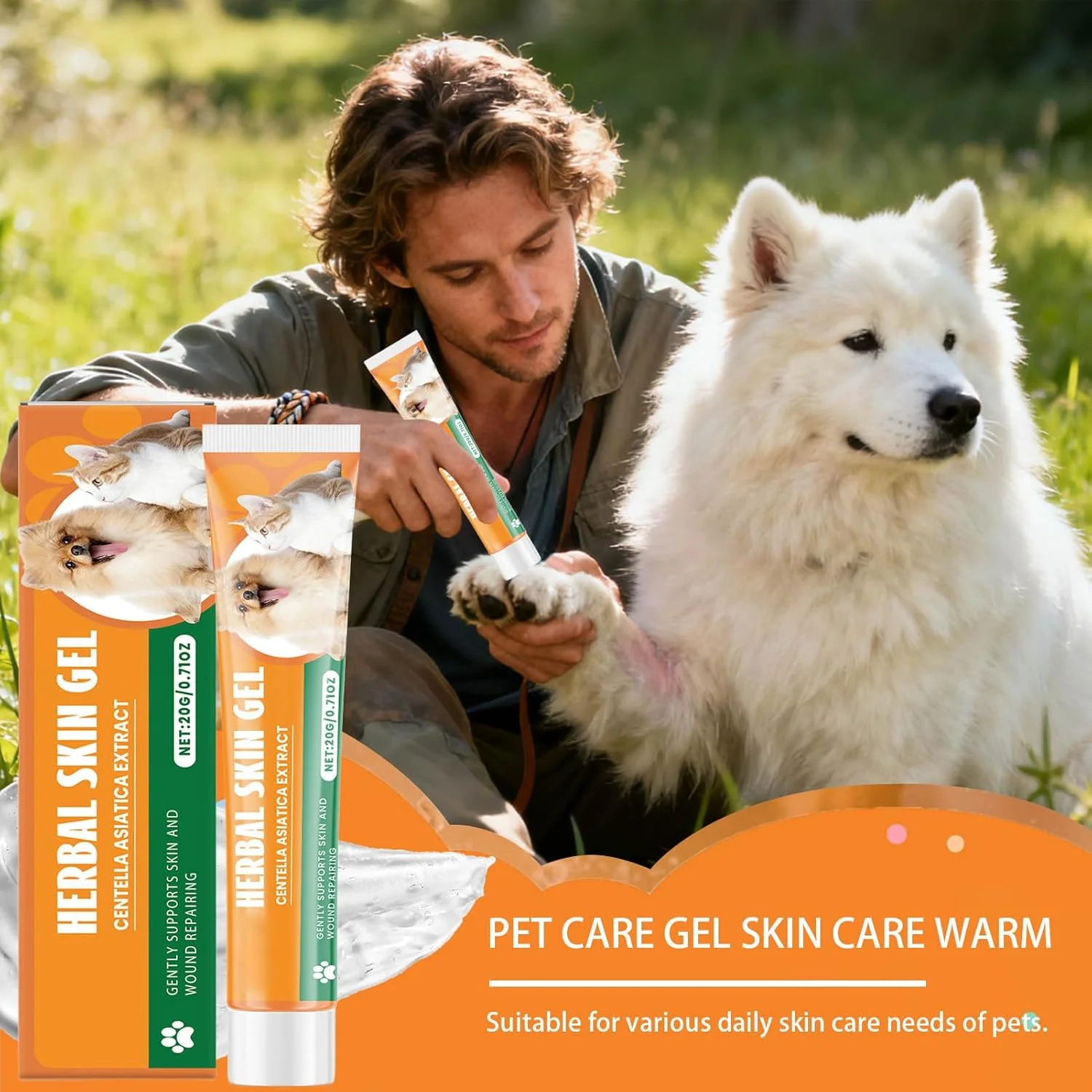کرم برای پوست تحریک شده سگ - ژل مرطوب کننده طبیعی 20 گرمی، کرم پوست سگ | برای مراقبت روزانه و سالم حیوانات خانگی، پنجه توله سگ گربه