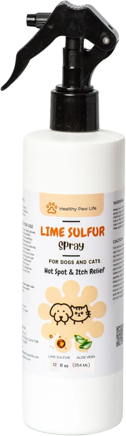 اسپری لایم سولفور کلاسیک - مراقبت از حیوانات خانگی و درمان دامپزشکی برای قارچ پوستی، جرب، شپش، کک، خارش و خشکی پوست - محلول ایمن برای سگ، گربه، توله سگ، بچه گربه، اسب - (355 میلی لیتر)