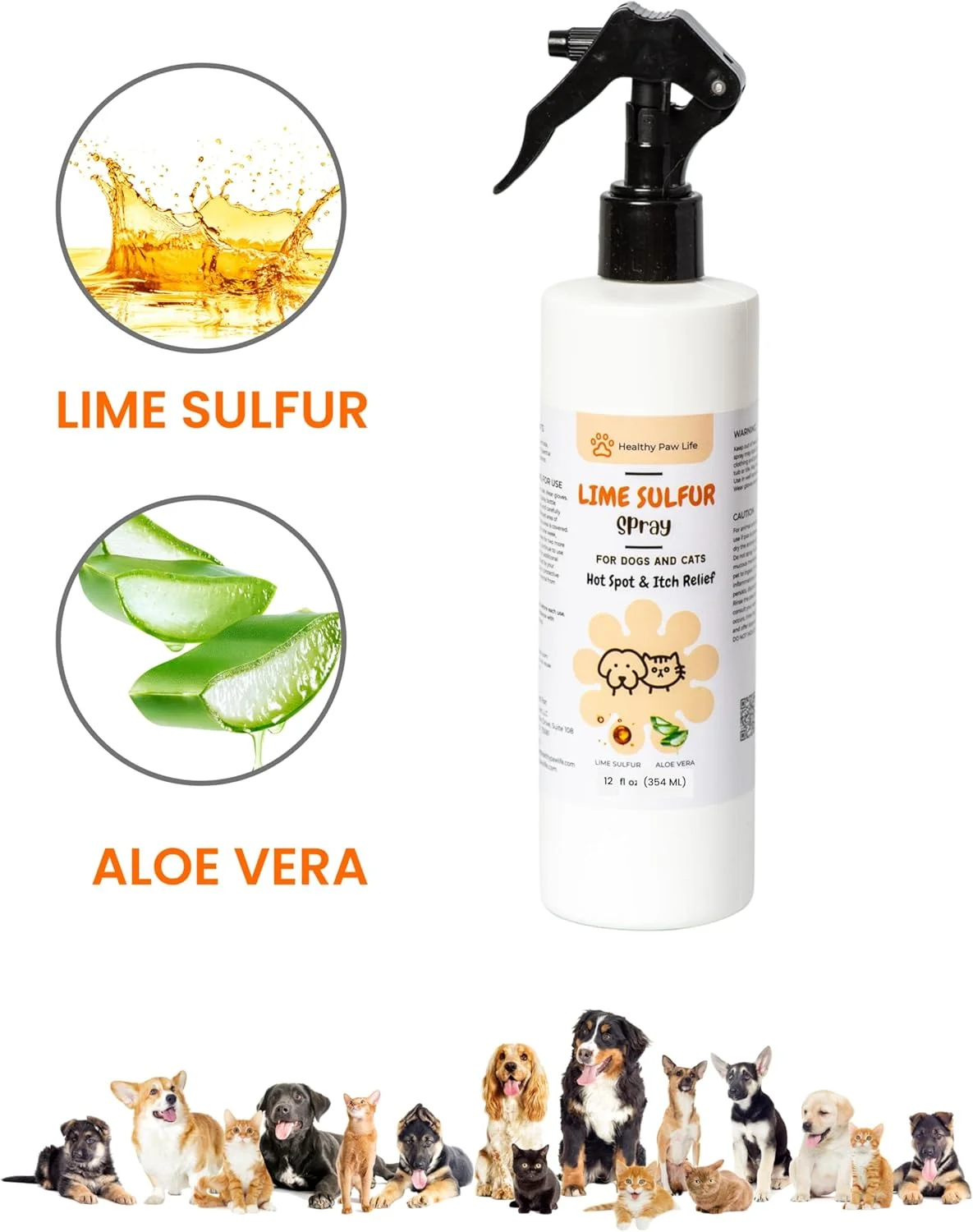 اسپری لایم سولفور کلاسیک - مراقبت از حیوانات خانگی و درمان دامپزشکی برای قارچ پوستی، جرب، شپش، کک، خارش و خشکی پوست - محلول ایمن برای سگ، گربه، توله سگ، بچه گربه، اسب - (355 میلی لیتر)