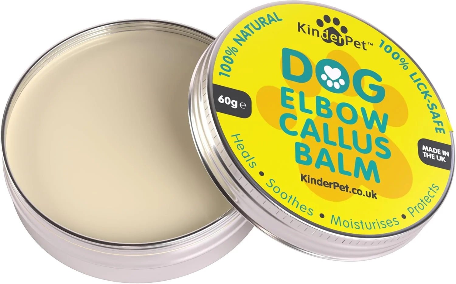 درمان پینه آرنج سگ کیان داریا - التیام بخش، تسکین دهنده، مرطوب کننده، محافظت از پوست ترک خورده، خشک، آسیب دیده و زبر، 100% ارگانیک و کاملا طبیعی، ساخت انگلستان، 60 گرم