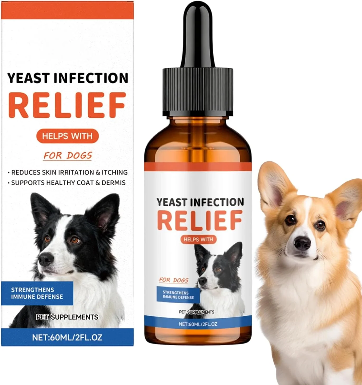 قطره های تسکین دهنده خارش سگ - مکمل های آرامش بخش طبیعی - 60 میلی لیتر قطره پوستی گوش توله سگ گیاهی - برای سگ های نژاد کوچک، متوسط و بزرگ، مسافرت، نظافت روزانه، حمام کردن در خانه، داخل خانه