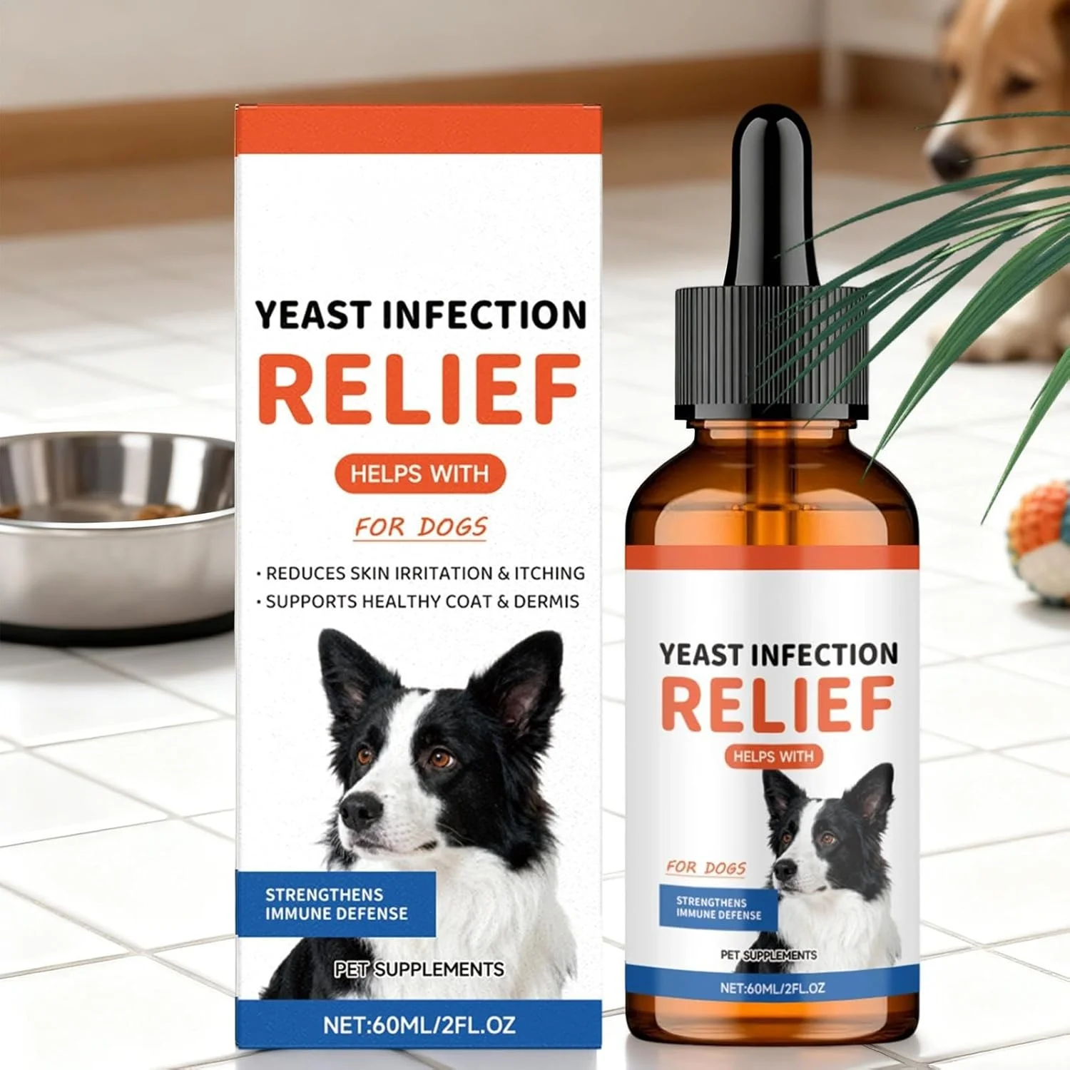 قطره های تسکین دهنده خارش سگ - مکمل های آرامش بخش طبیعی - 60 میلی لیتر قطره پوستی گوش توله سگ گیاهی - برای سگ های نژاد کوچک، متوسط و بزرگ، مسافرت، نظافت روزانه، حمام کردن در خانه، داخل خانه