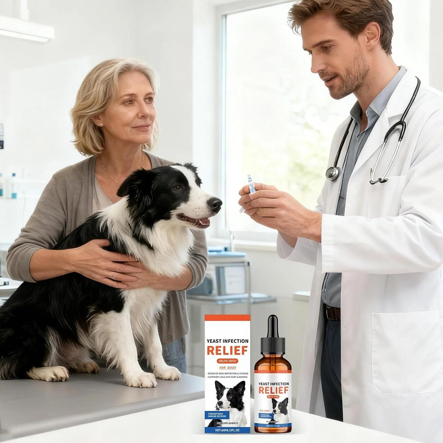 محلول تسکین خارش سگ | مکمل های طبیعی آرامش بخش | محلول 60 میلی لیتری رفع تحریک پوست سگ | برای سگ های نژاد کوچک، متوسط و بزرگ، مسافرت، نظافت روزانه، حمام کردن در خانه و داخل خانه