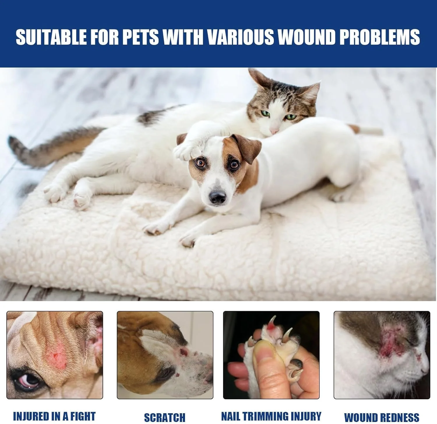ژل مراقبت از زخم سگ JCD - چسب مایع ژلی برای زخم حیوانات خانگی - کمک به بهبود و ترمیم پوست، تمیز کردن زخم ها، تسکین آلرژی های پوستی سگ - ژل بهبود زخم برای درماتیت طبیعی