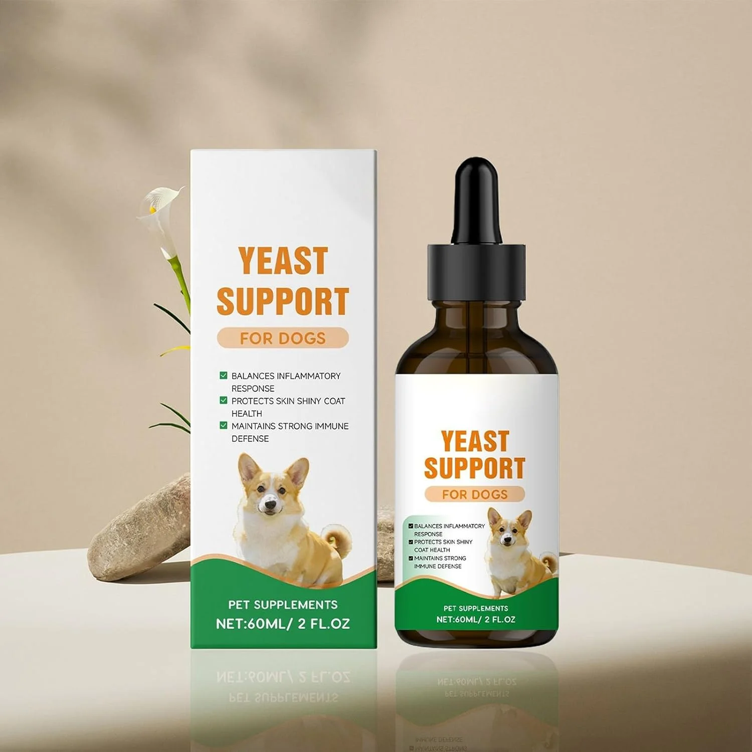 مکمل سگ - قطره های آرامش بخش ملایم 60 میلی لیتر | مکمل غذایی - برای تسکین سوزش، آبرسانی و مراقبت روزانه از سلامت سگ