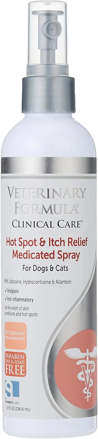 اسپری درمانی نقاط داغ و خارش سگ و گربه سینرژی لبز Veterinary Formula Clinical Care حجم 236 میلی لیتر
