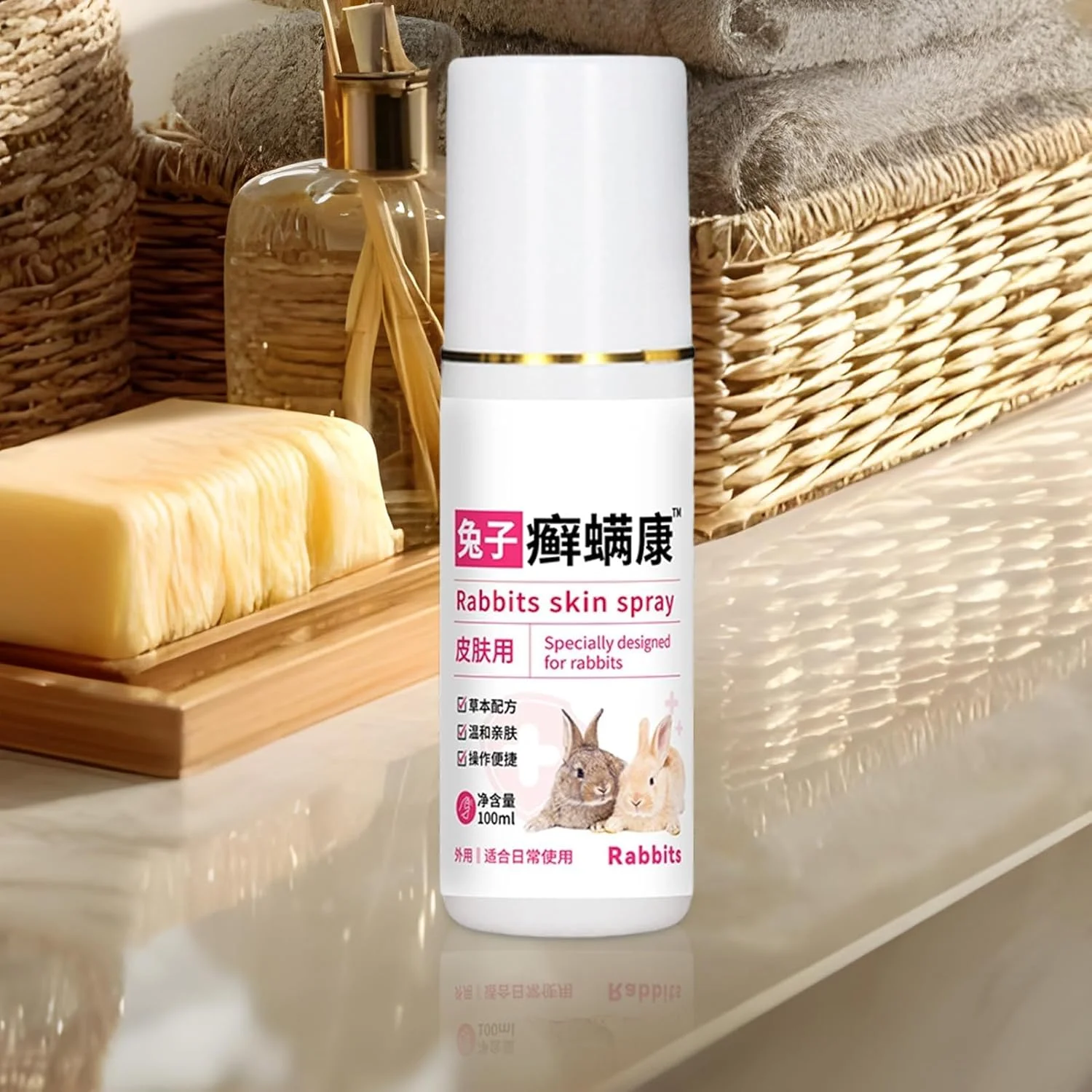 اسپری حیوانات کوچک - لوازم نظافت خرگوش | محلول مراقبت از خارش 100 میلی لیتری، پاکیزگی پوست برای چینچیلا، همستر، خرگوش، موهای درخشان، مناسب برای دوستداران حیوانات خانگی، بازی در پارک فضای باز