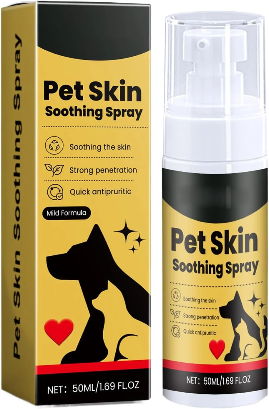 اسپری پوست حیوانات خانگی، مایع مراقبت خارجی تسکین دهنده خارش 50 میلی لیتر، مراقبت روزانه قابل حمل بچه گربه، لوازم بهداشتی حیوانات خانگی برای پوست حساس