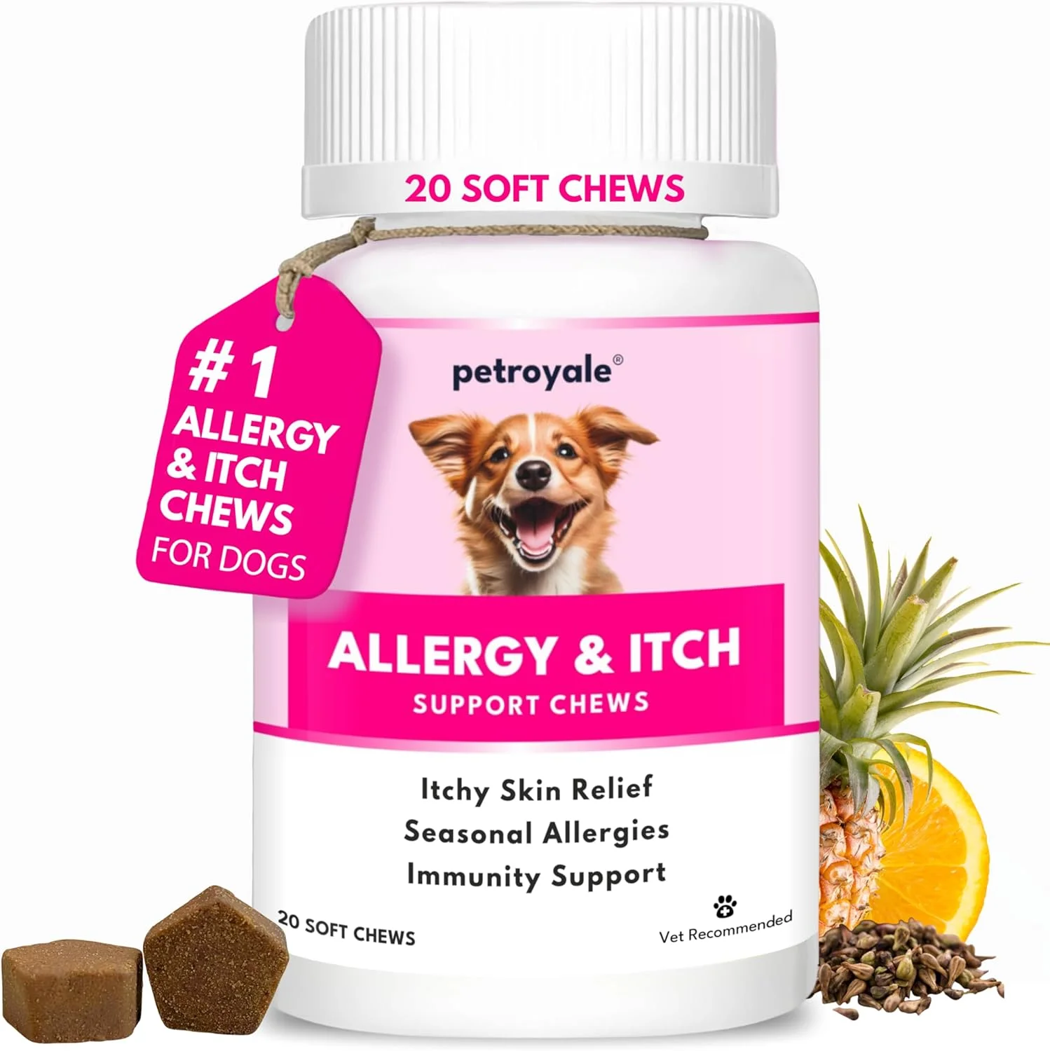 تشویقی های حمایتی آلرژی و خارش سگ پت رویال - تشویقی های آلرژی و سیستم ایمنی سگ - تسکین خارش فصلی، پوست و پوشش - تشویقی های آلرژی سگ - تسکین خارش سگ - تسکین آلرژی پوست (20 عدد) تشویقی های حمایتی آلرژی و خارش سگ پت رویال - تشویقی های آلرژی و سیستم ایمنی سگ - تسکین خارش فصلی، پوست و پوشش - تشویقی های آلرژی سگ - تسکین خارش سگ - تسکین آلرژی پوست (20 عدد)