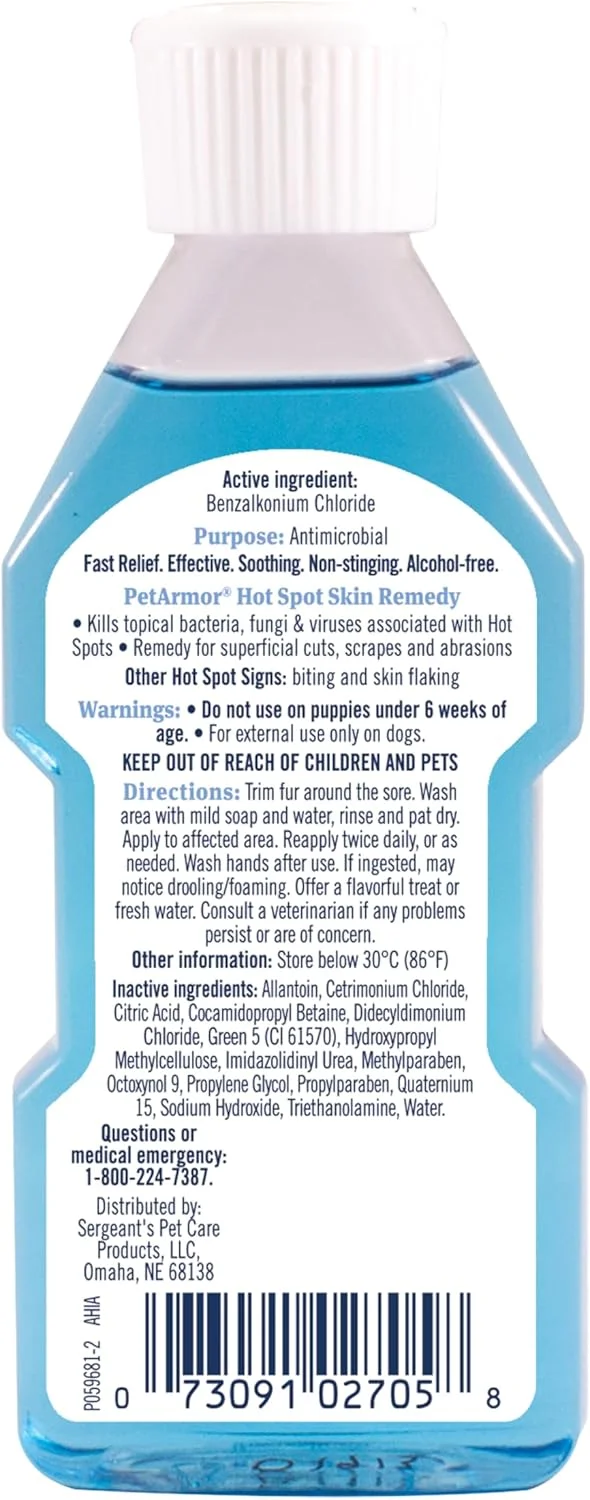 محلول درمان نقاط حساس پوست سگ پت آرمور، ۱۱۸ میلی لیتر