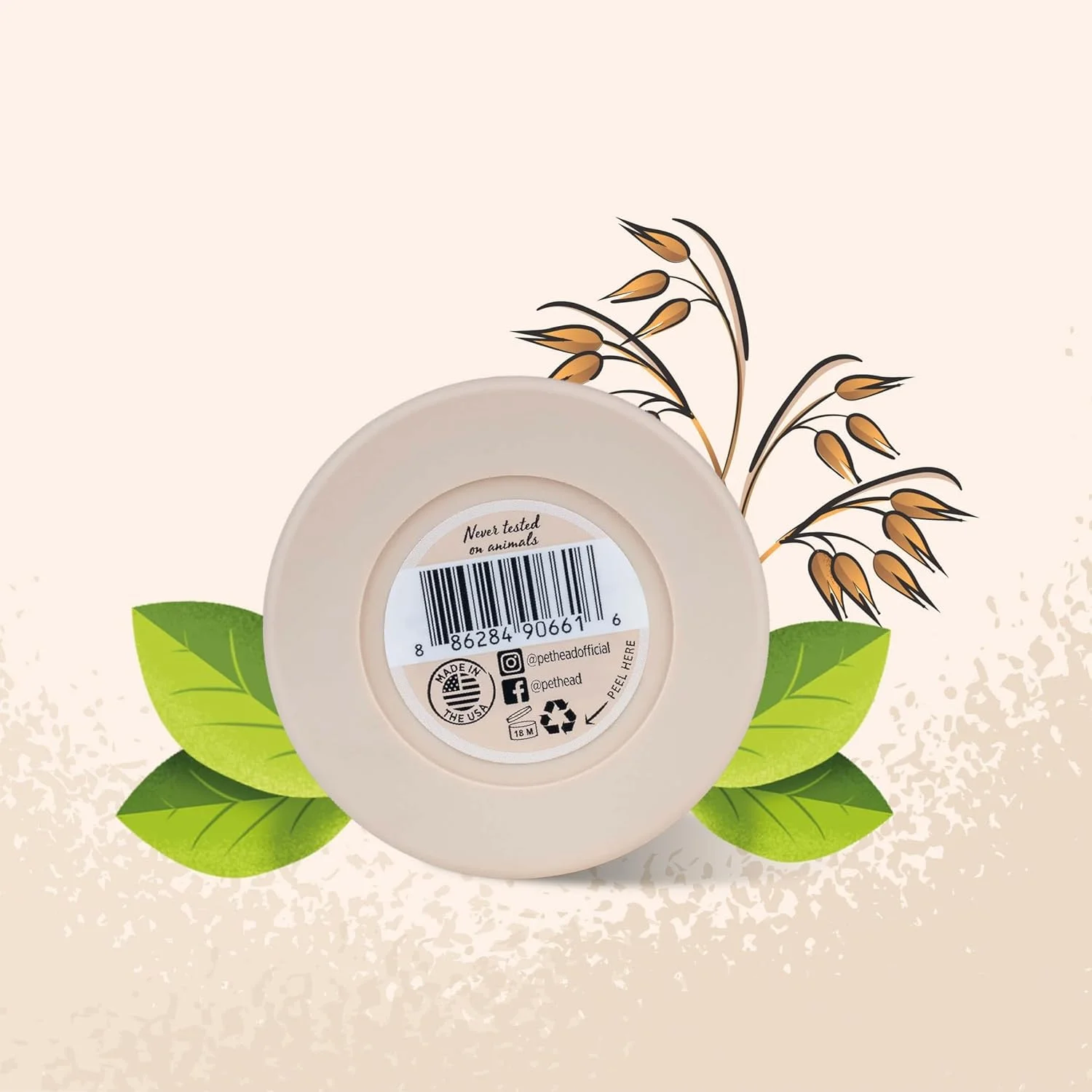 کره مرطوب کننده پوزه و پنجه سگ پت هد با رایحه جو دوسر، 40 گرم، مناسب برای انواع پنجه ها، تسکین دهنده و مغذی برای پنجه ها و بینی های نرم و بدون ترک، فرمول ملایم وگان و بی خطر برای توله سگ ها