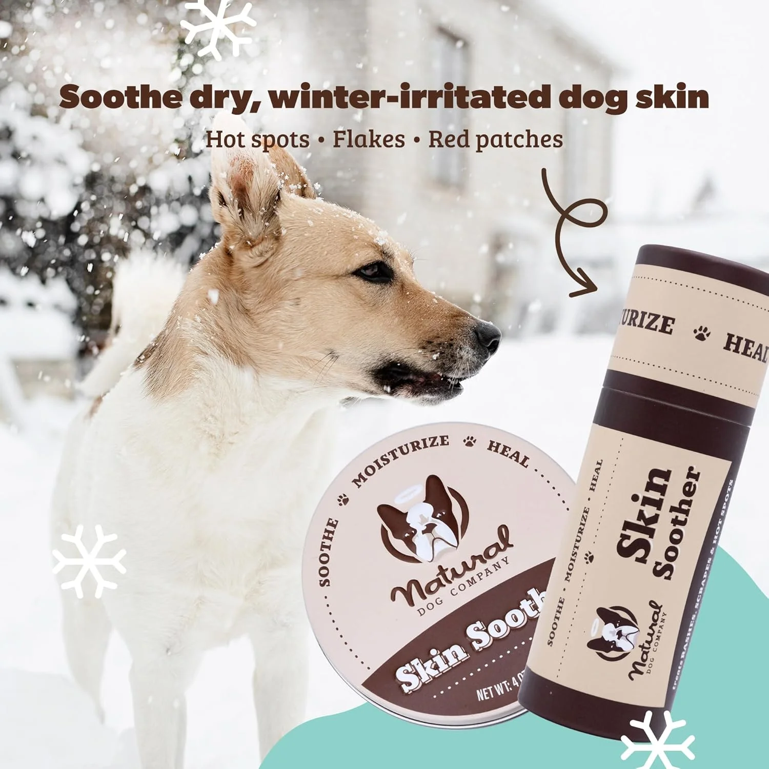 مرهم تسکین دهنده پوست سگ Natural Dog Company برای رفع تحریک، خارش و ناراحتی سگ ها، درمان نقاط داغ، مرطوب کننده پوست سگ برای پوست خشک، پماد التیام بخش، روغن نارگیل و ویتامین E (استیک مسافرتی 4.25 گرمی)