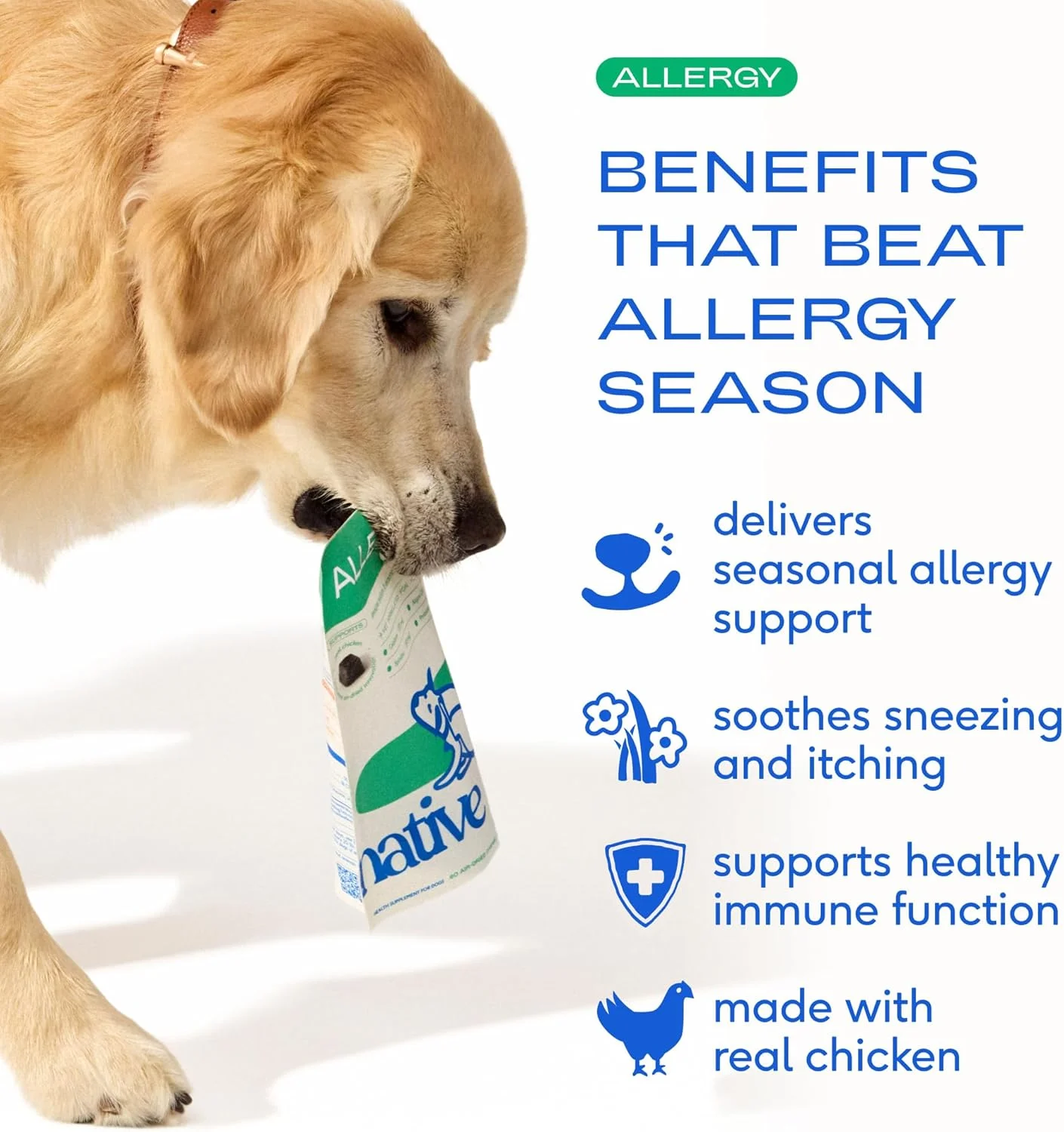 تشویقی های ضد حساسیت سگ نیتیو پت - درمان طبیعی حساسیت های پوستی سگ - ضد خارش برای سگ ها - تسکین خارش و پشتیبانی از آلرژی برای سگ ها - پروبیوتیک سگ برای پوست های خارش دار - 30 عدد