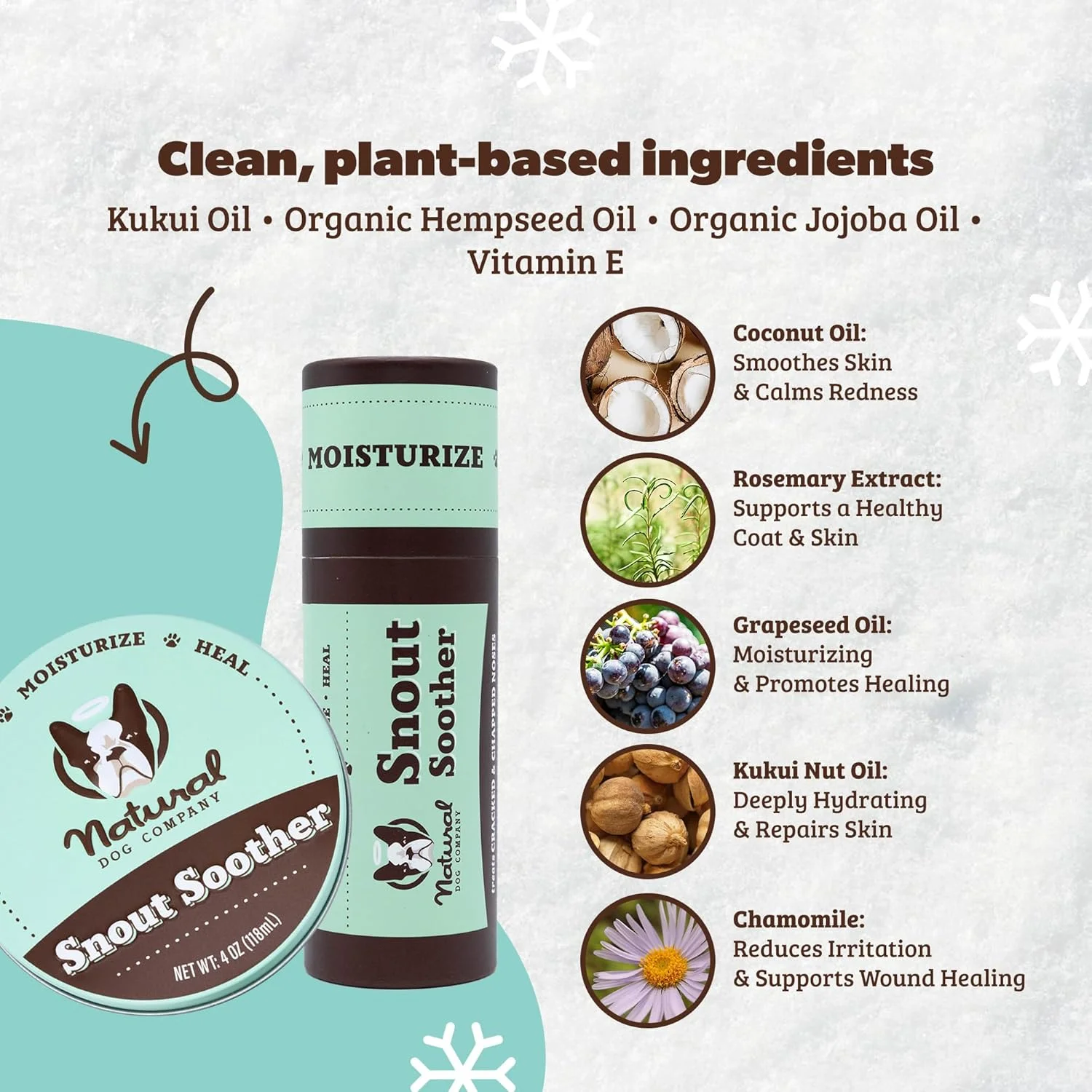 بالم تسکین دهنده بینی سگ Natural Dog Company، قوطی 28 گرمی - بالم کاملا طبیعی برای بینی خشک و ترک خورده سگ - بالم مرطوب کننده و تسکین دهنده ارگانیک - مراقبت ایمن بینی، ساخت آمریکا