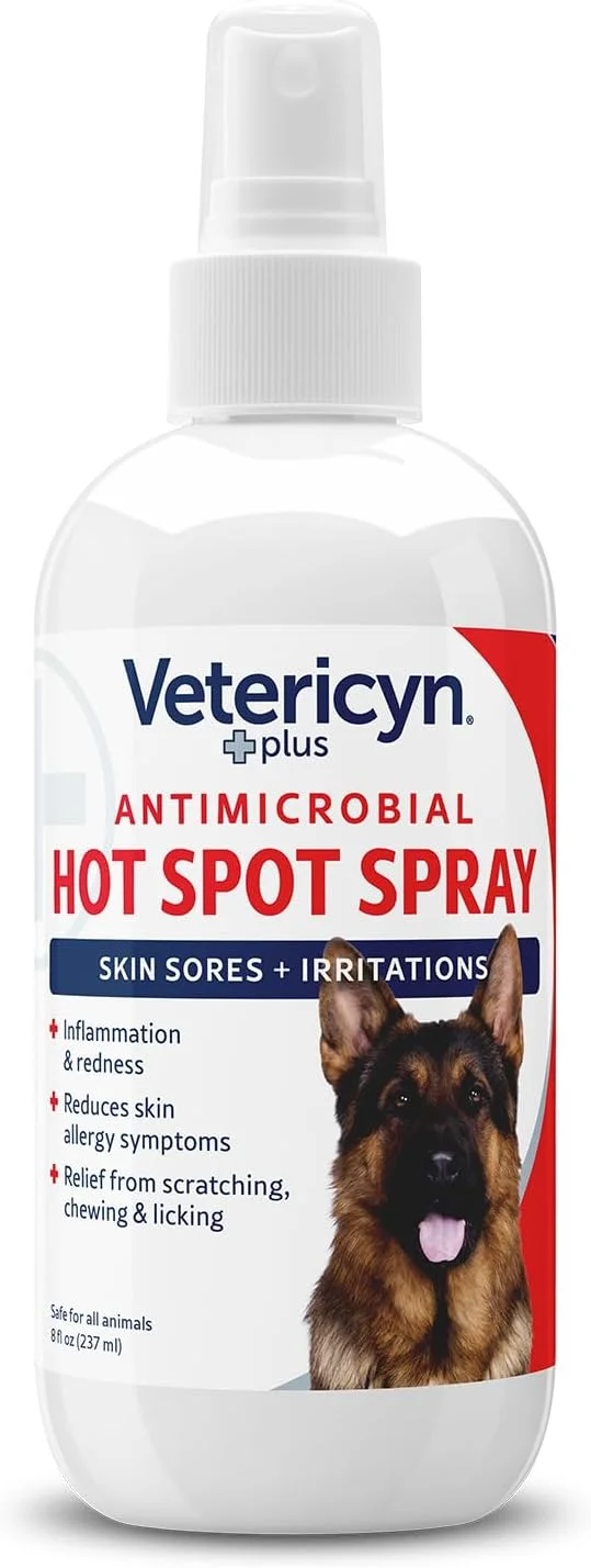 اسپری نقاط حساس و تحریکات پوستی Vetericyn Plus برای سگ ها | تسکین خارش و جلوگیری از جویدن و لیسیدن پوست، ایمن برای همه حیوانات. ۲۳۶ میلی لیتر