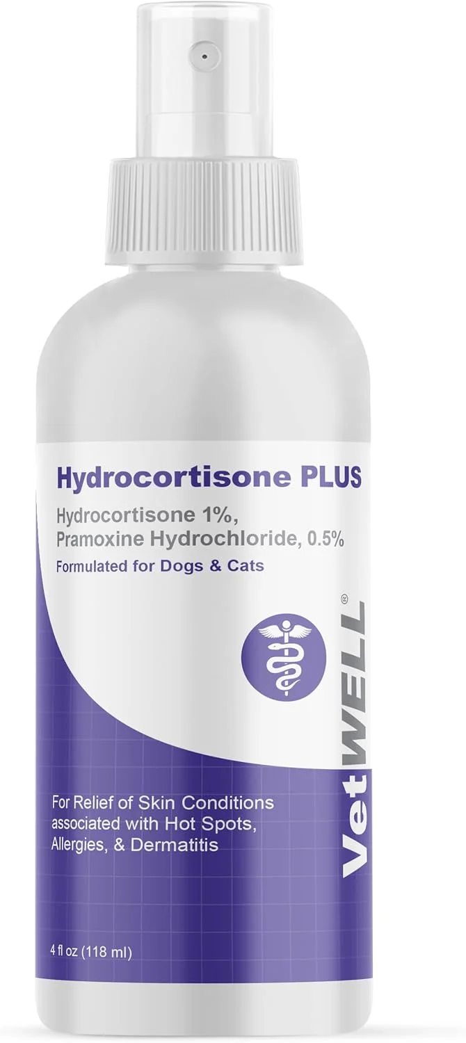 اسپری هیدروکورتیزون VetWELL برای سگ و گربه - تسکین خارش پوست ناشی از نقاط داغ، گزش، خراش، پوست تحریک شده و درماتیت - اسپری ضد خارش 118 میلی لیتری حاوی پراموکسین اسپری هیدروکورتیزون VetWELL برای سگ و گربه - تسکین خارش پوست ناشی از نقاط داغ، گزش، خراش، پوست تحریک شده و درماتیت - اسپری ضد خارش 118 میلی لیتری حاوی پراموکسین