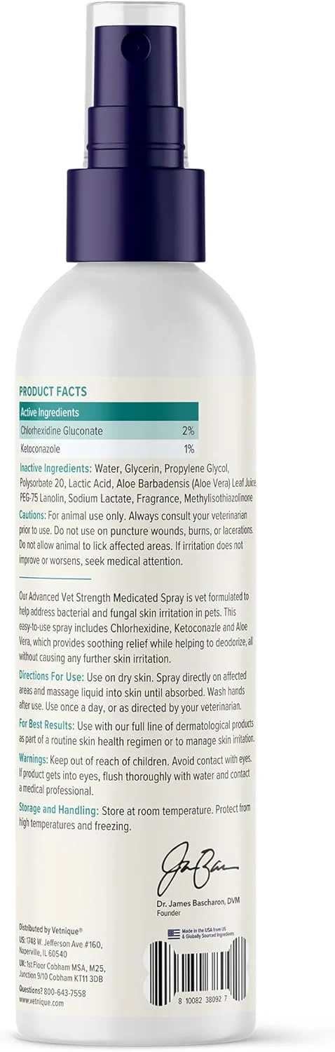 Vetnique Dermabliss کلرهگزیدین برای سلامت پوست سگ ها - شامپو دارویی ضد باکتریایی سگ و دستمال مرطوب دارویی - برای عفونت ها و تحریکات پوستی، نقاط داغ و تسکین قرمزی (اسپری دارویی، 8 اونس) Vetnique Dermabliss کلرهگزیدین برای سلامت پوست سگ ها - شامپو دارویی ضد باکتریایی سگ و دستمال مرطوب دارویی - برای عفونت ها و تحریکات پوستی، نقاط داغ و تسکین قرمزی (اسپری دارویی، 8 اونس)